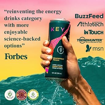 KEY Ketone Clean Energy Drink for Focus, Zero Sugar, Low Caffeine, Natural | Variety 6-Pack, 80mg Green Tea with L-Theanine, Healthy Energy, No Crash or Jitters, No Sucralose or Aspartame