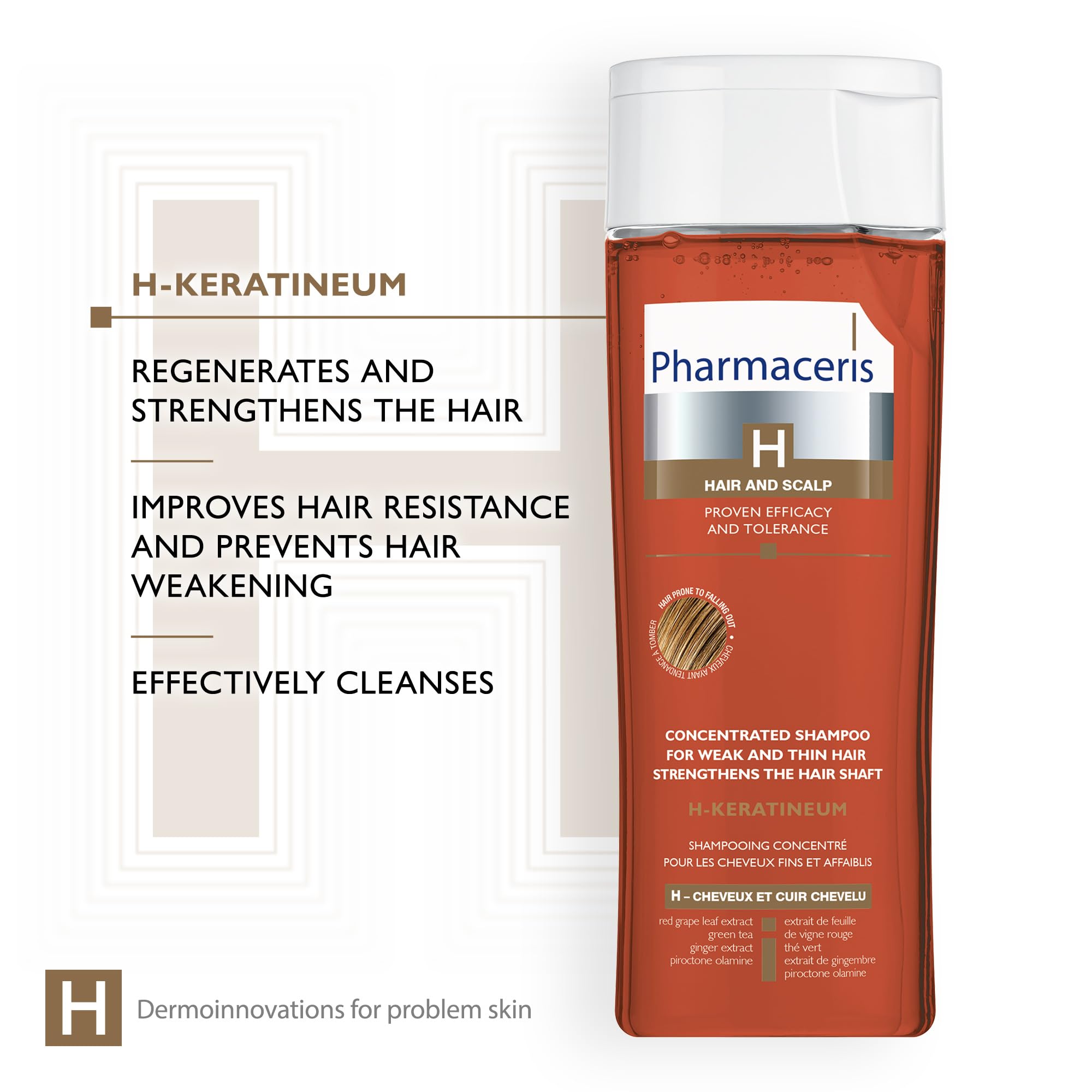 Pharmaceris H Keratineum, Concentrated Shampoo for Weak and Thin Hair for Sensitive Scalp Hair Strengthening - Image 4