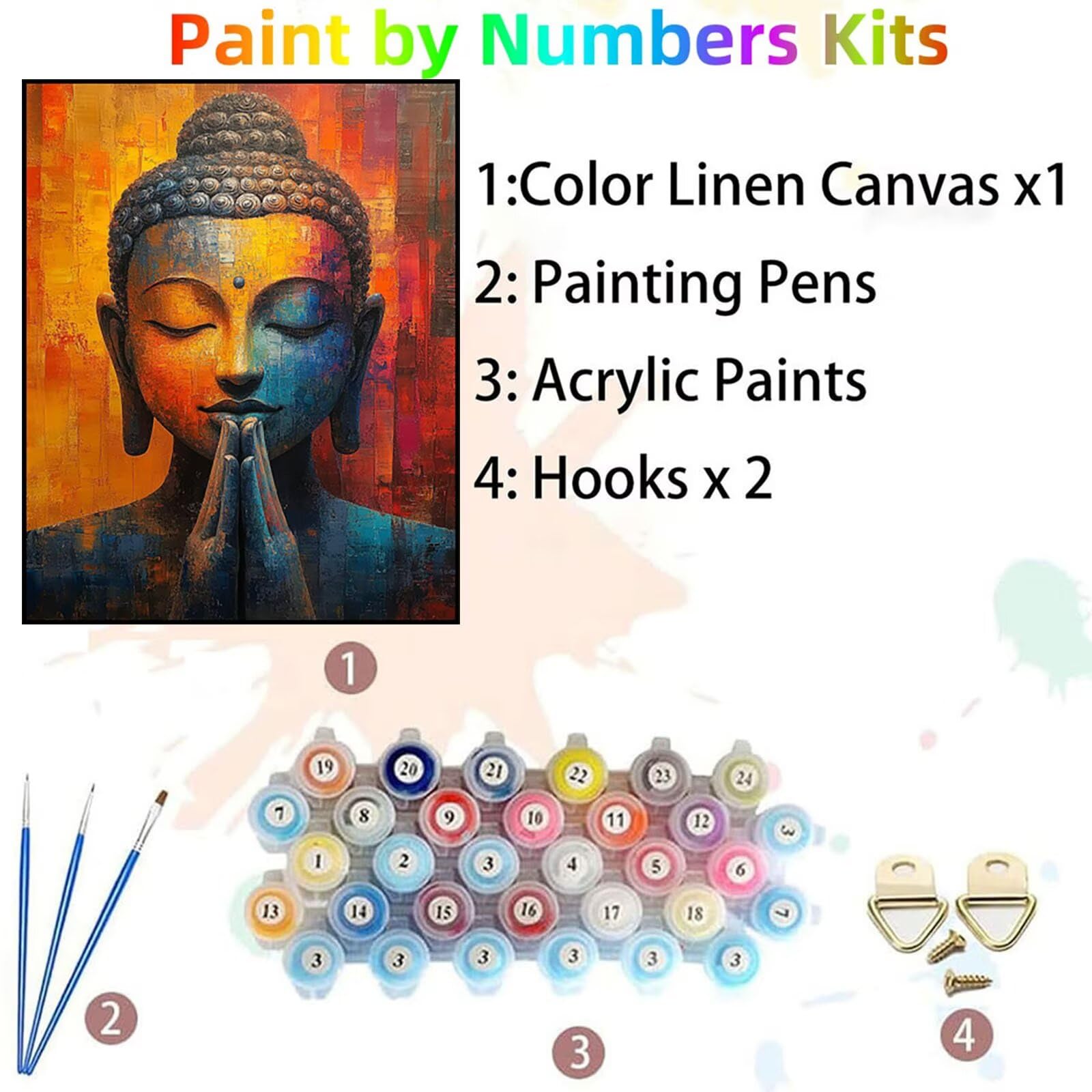 GYYH-5545 Zen Malowanie po numerach, dla dorosłych, abstrakcyjne płótno do malowania według numerów, dla dorosłych, 102 x 137 cm, artykuły plastyczne na ścianę z zestawem farb akrylowych i pędzlem do