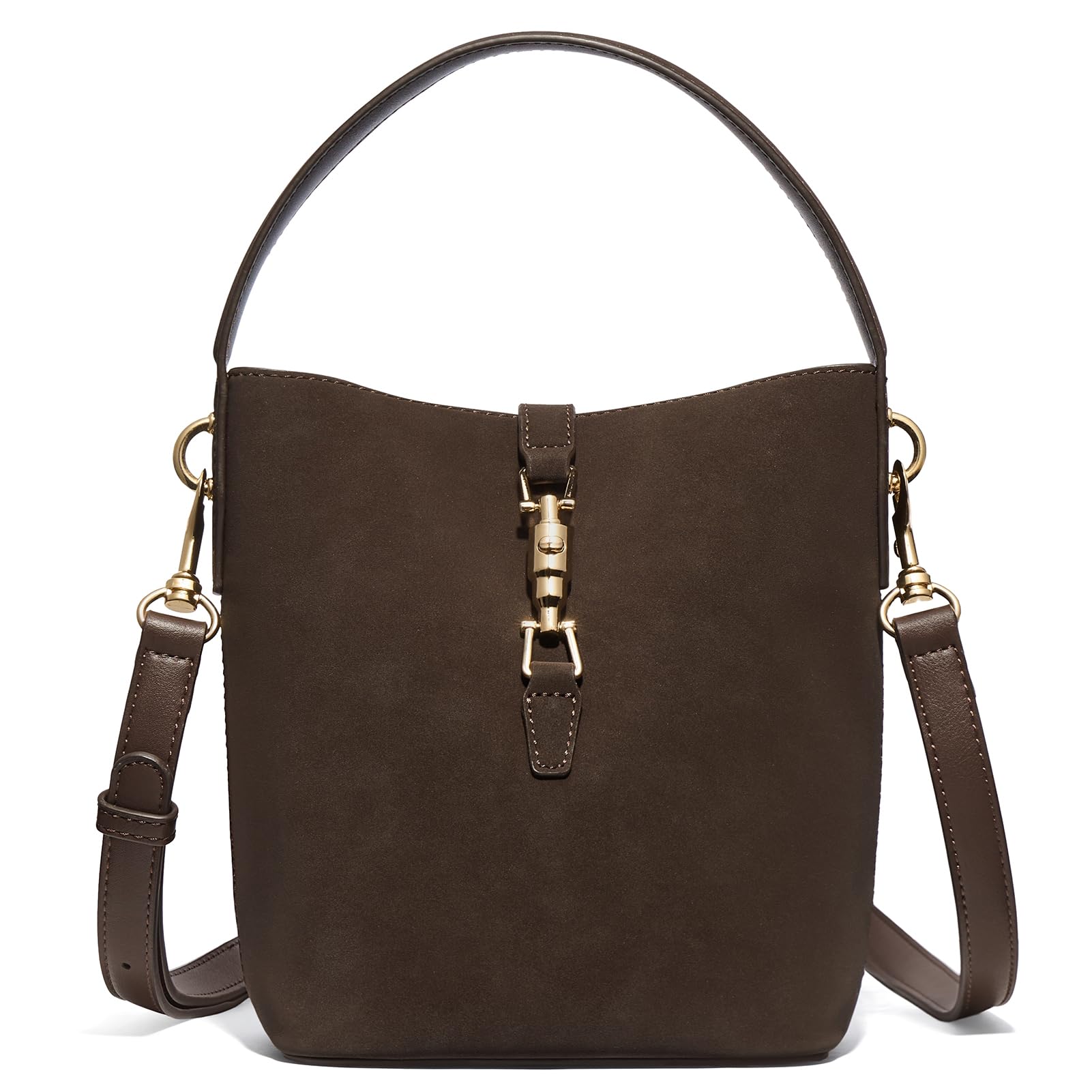 BOSTANTEN Small Crossbody Bucket Shoulder Bags for Women Vegan Leather Purse Small Cross Body Handbag Multiple Pockets