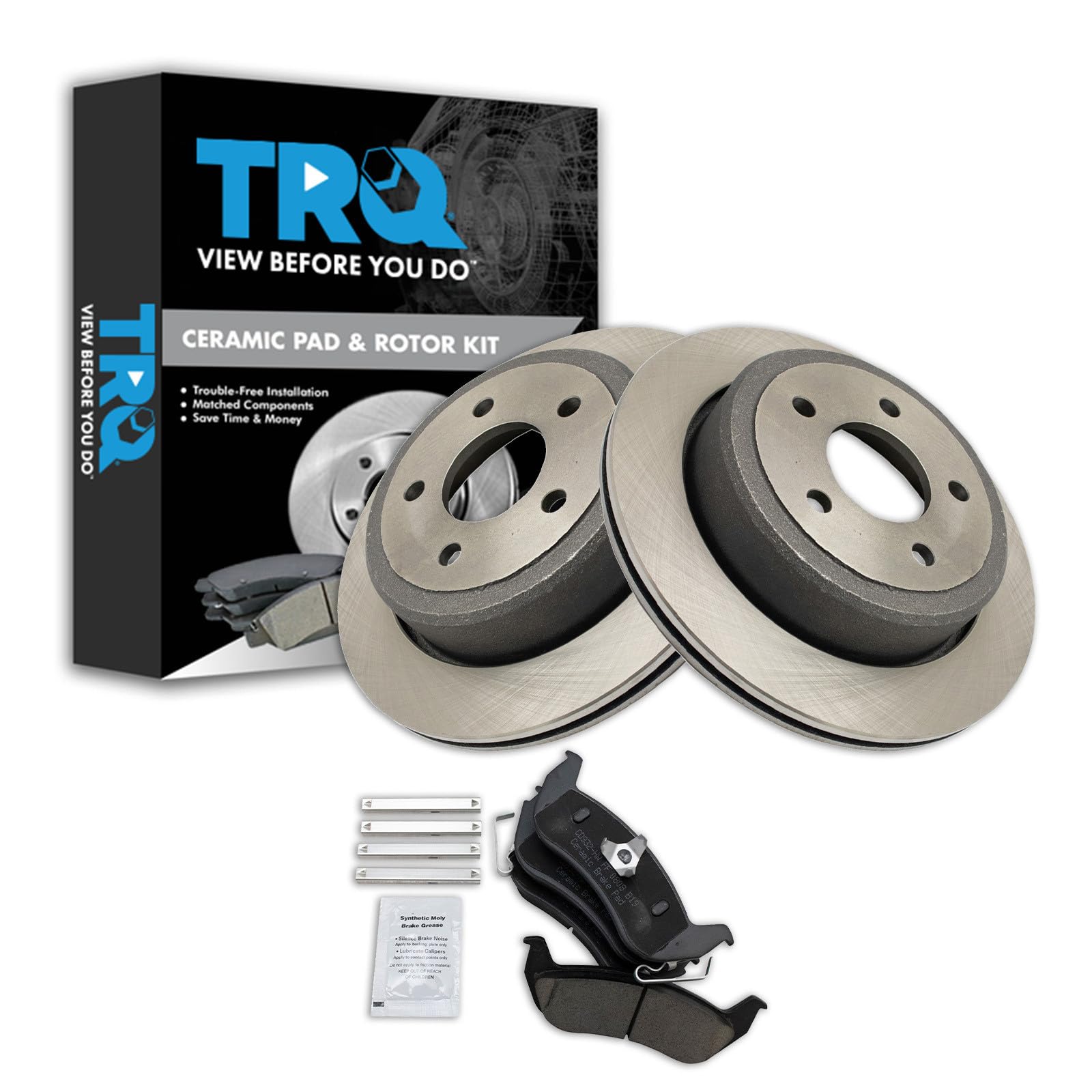 TRQ Rear Brake Pad and Rotor Set Ceramic Compatible with 2010-2011 Ford Ranger