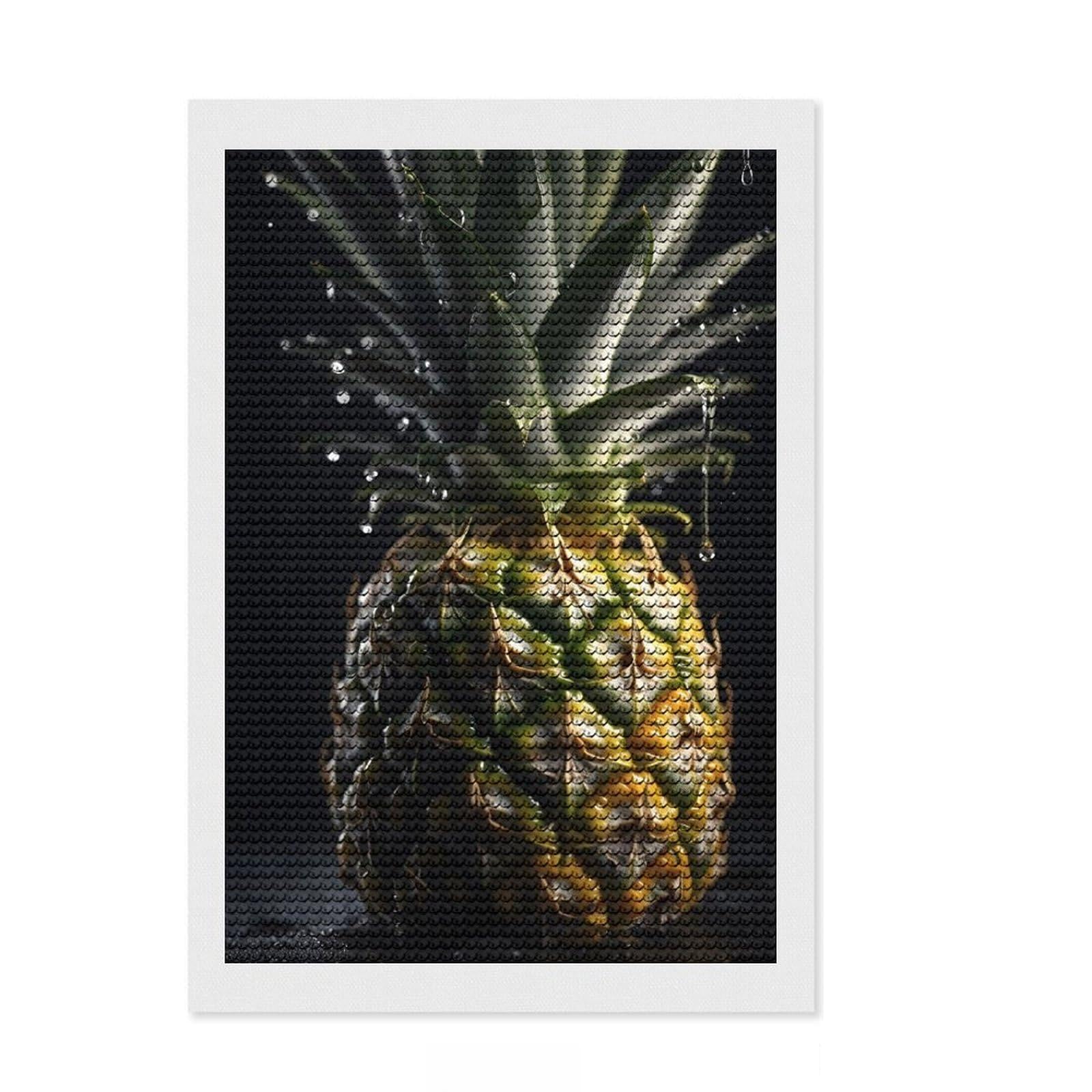Junmoney Tasty Pineapple Full Drill Diamond Painting Kit 8"x12", Birthday Gift, Vintage Style Decor, Modern Decor, Artistic Hobby