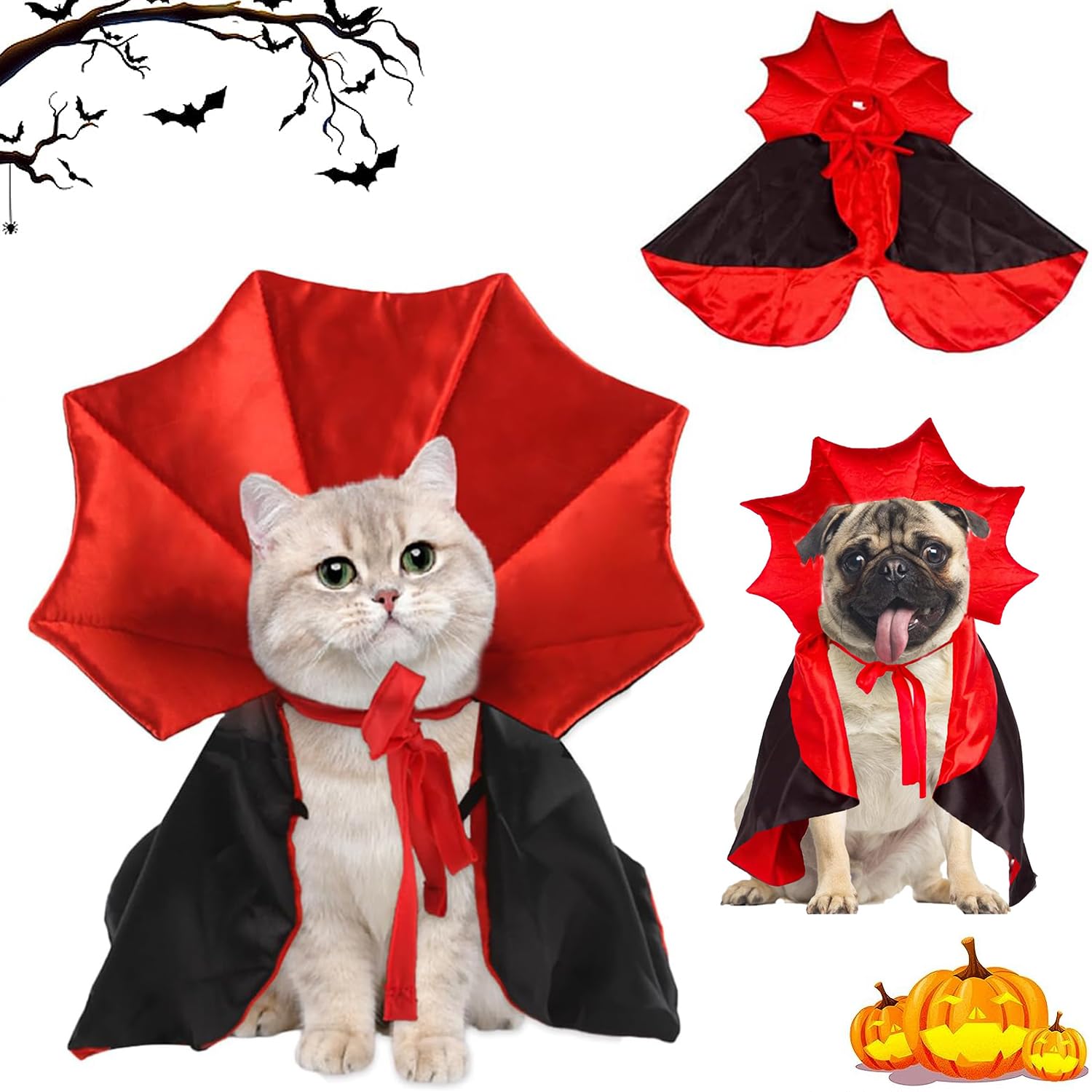 Capa para Halloween, Disfraz Vampiro ​Ropa para Mascotas,Perros, Gatos
