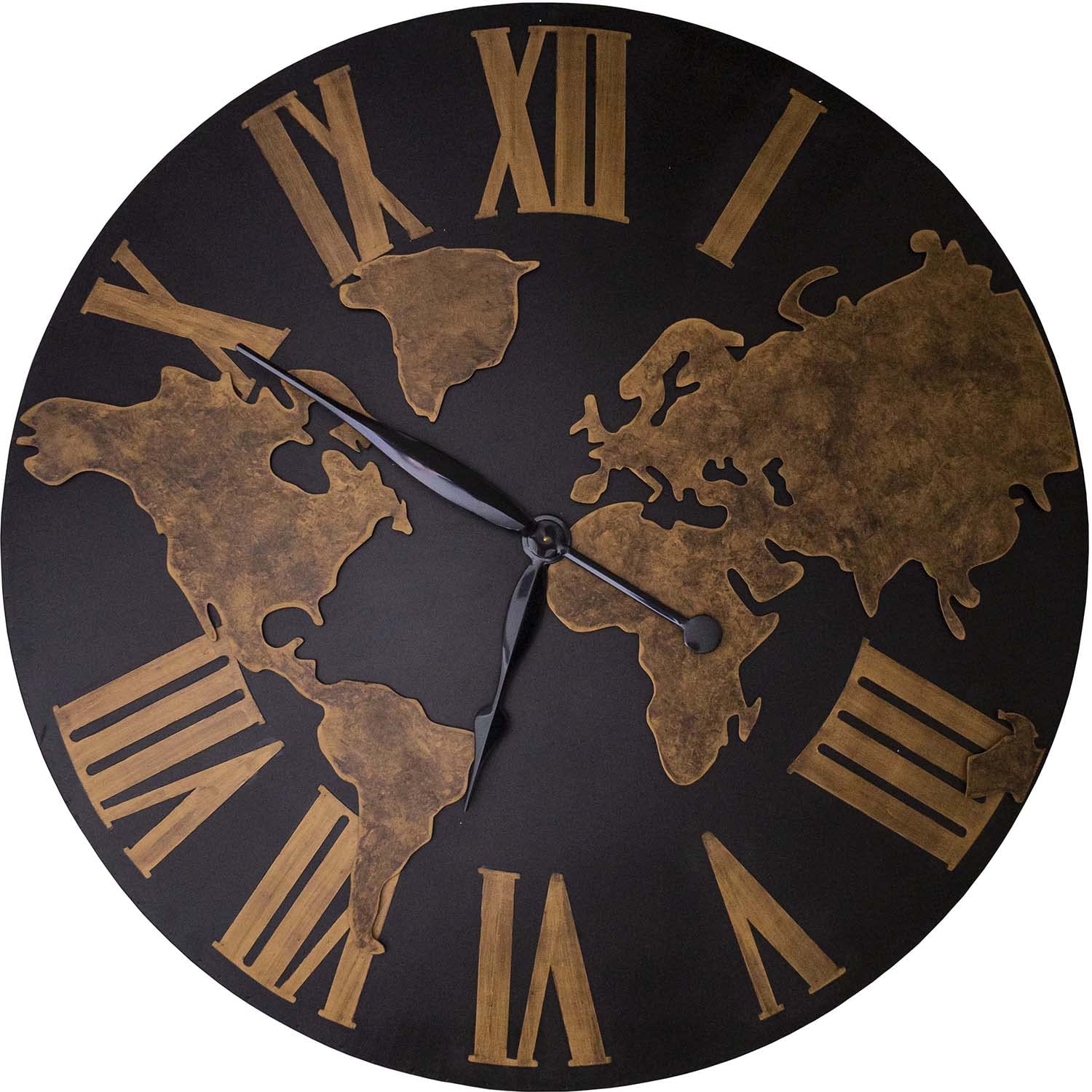 Pendule Mappe Monde Antic Line horloge murale haut de gamme en métal