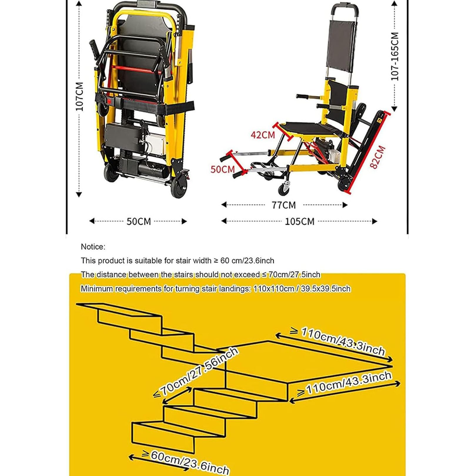 Monte-Escaliers, Monte-Escalier Portable,Le Châssis Peut Monter Et Descendre La Chaise D'escalier,Chariot Électrique Pour Fauteuil Roulant D'escalier D'escalade,Monte-Escalier black
