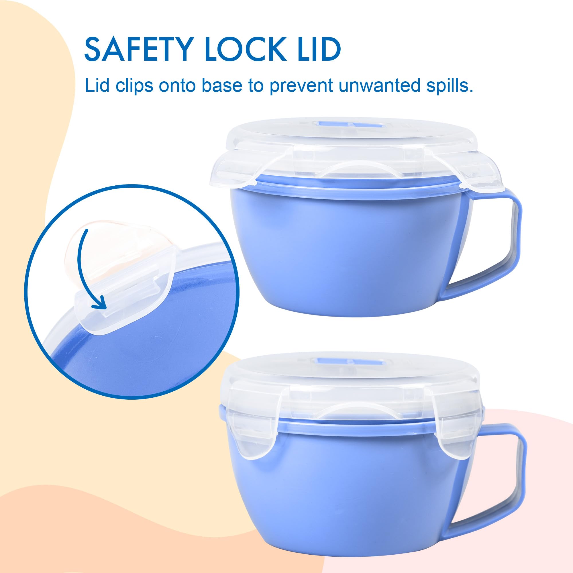 MATICAN Suppentassen 500ml 2er Set - Mikrowellengeeignet Mit Faltbarem Löffel