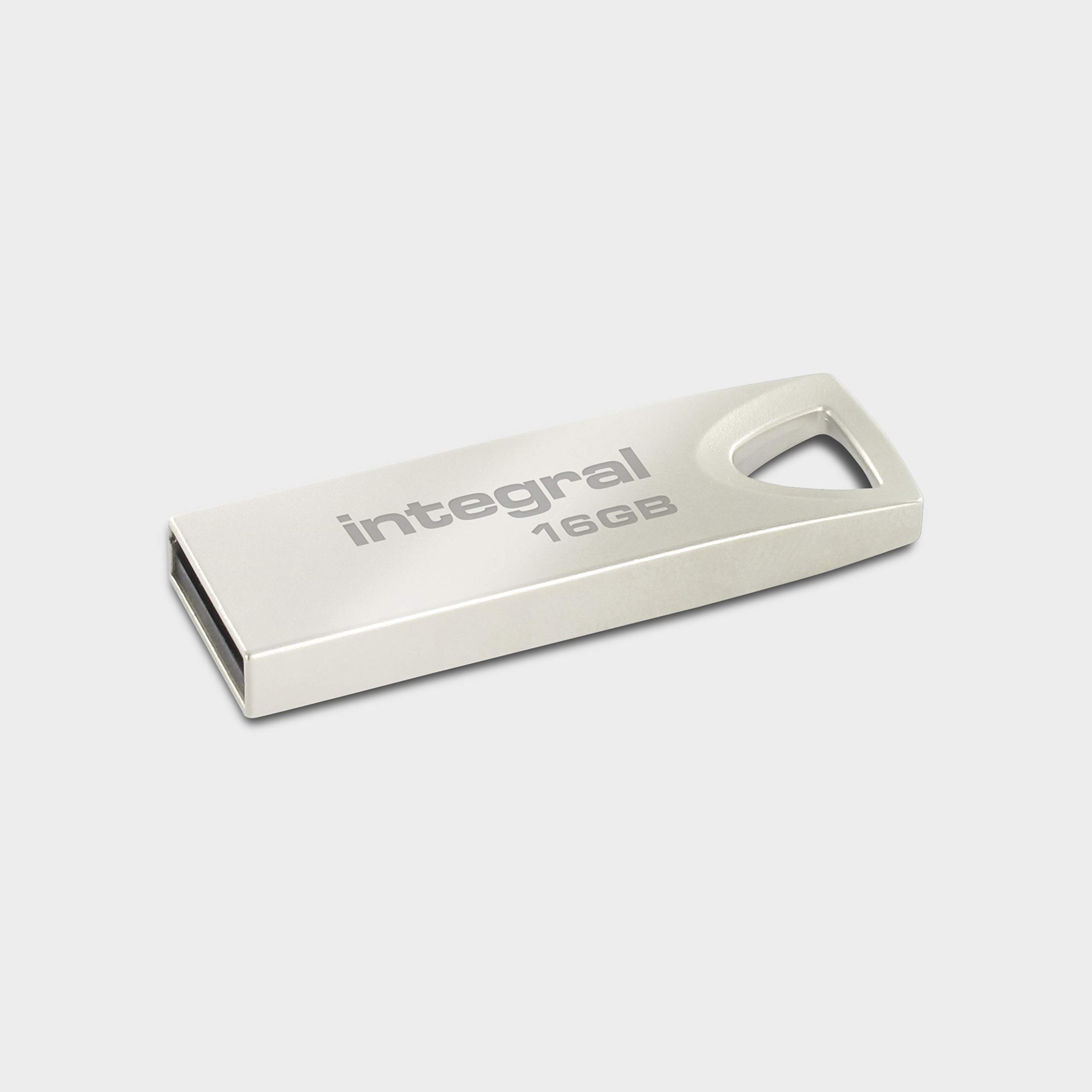 Integral 16GB USB Memory 2.0 Flash Drive Arc with metal casing for keyring, a stylish and elegant solution to transfer and back-up your files