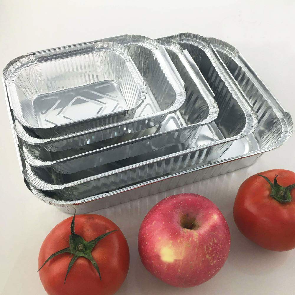 1200 uds - Envase/recipiente de aluminio rectangular - Capacidad 1125 ml y tamaño 200x150x35 mm - Bandejas desechables y reciclables, apto para altas temperaturas