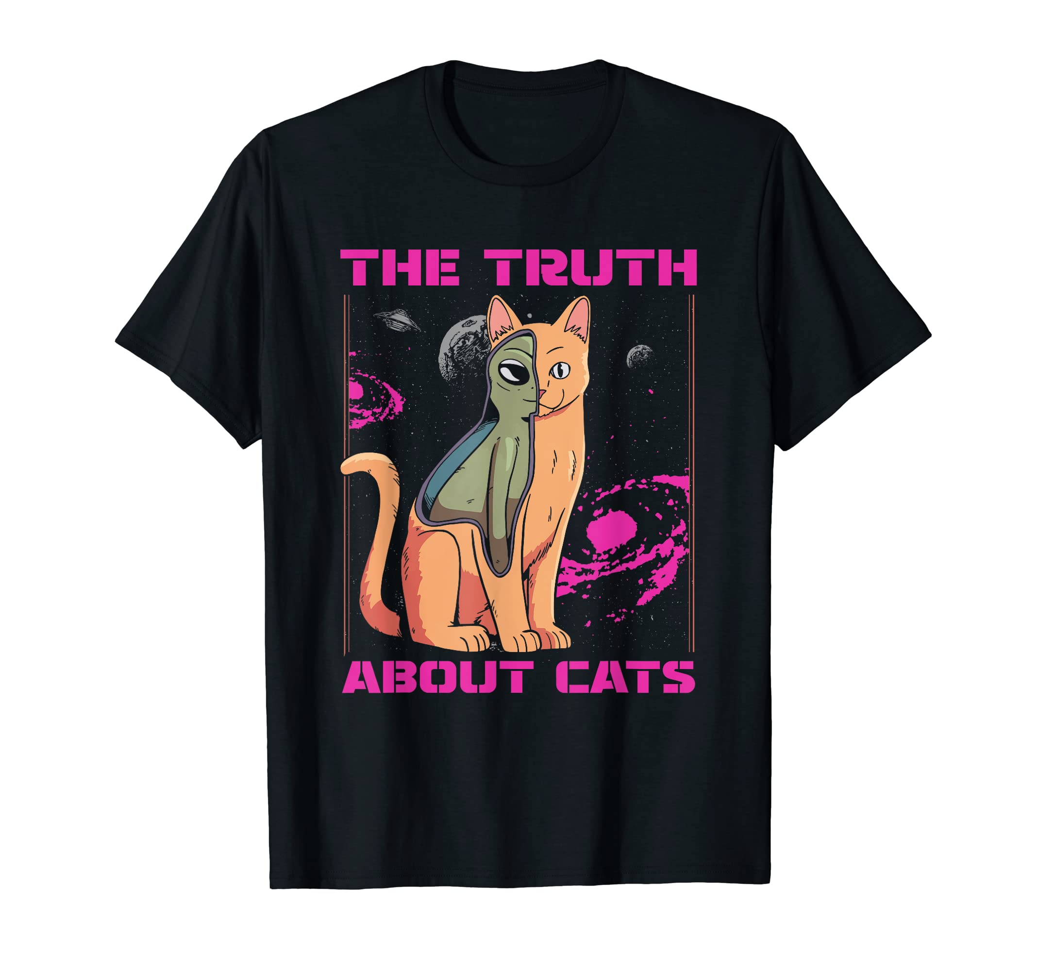 Retro The Truth About Cats Feline - Ufo Vintage Alien Cat T-Shirt