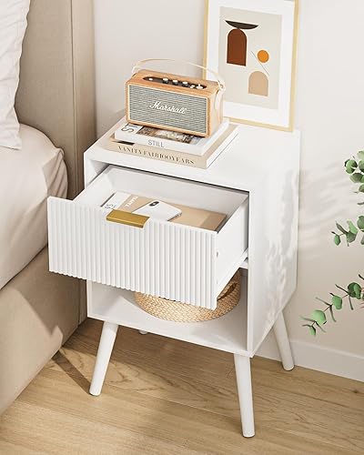Miniatura 4 de Mesita de noche, mesa auxiliar pequeña, mesita de noche con cajón, mesita de noche moderna, mesa auxiliar para dormitorio, sala de estar (rayas