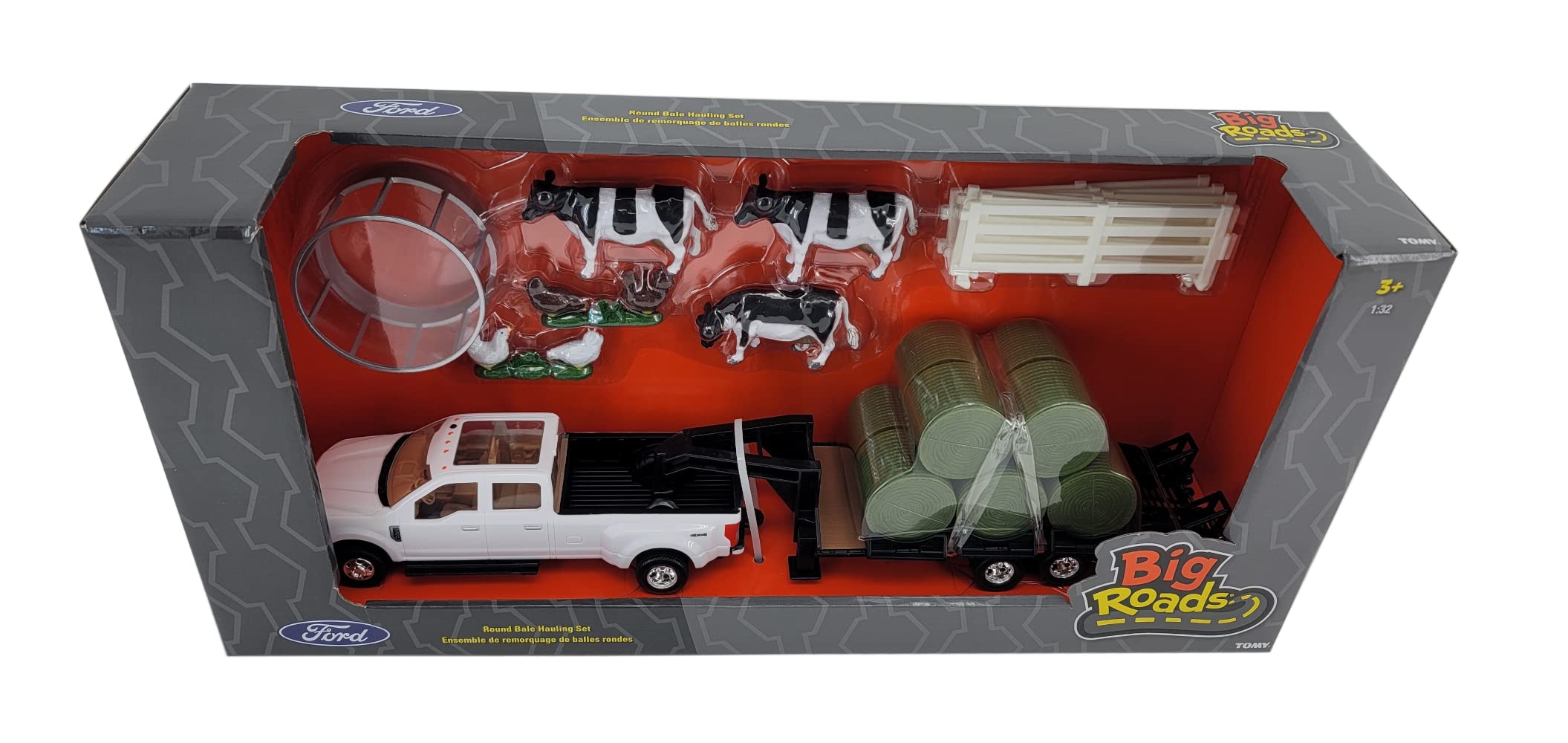 1/32 Big Roads Ford Truck w/Round Bales Hauling Set Toy - LP82786