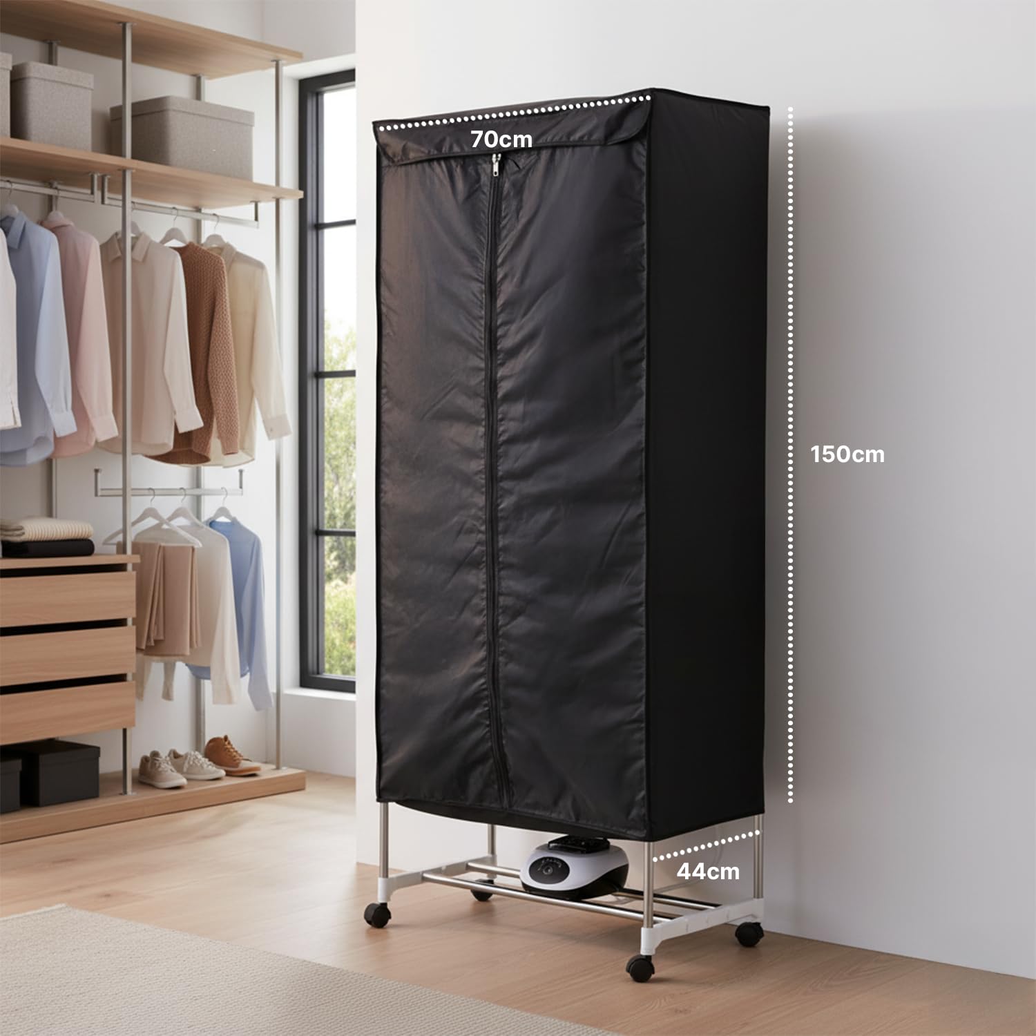 Asciugabiancheria Asciugatrice ad Aria Rettangolare 1000W con Timer 4 Ore, Telo di Copertura e Telecomando, Multiuso come Stendibiancheria Elettrico e Armadio Portatile fino a 15-20KG di Bucato
