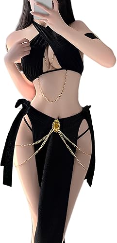paloli Disfraz de cosplay egipcio para mujer, con cintura ajustable y correa cruzada, lencería