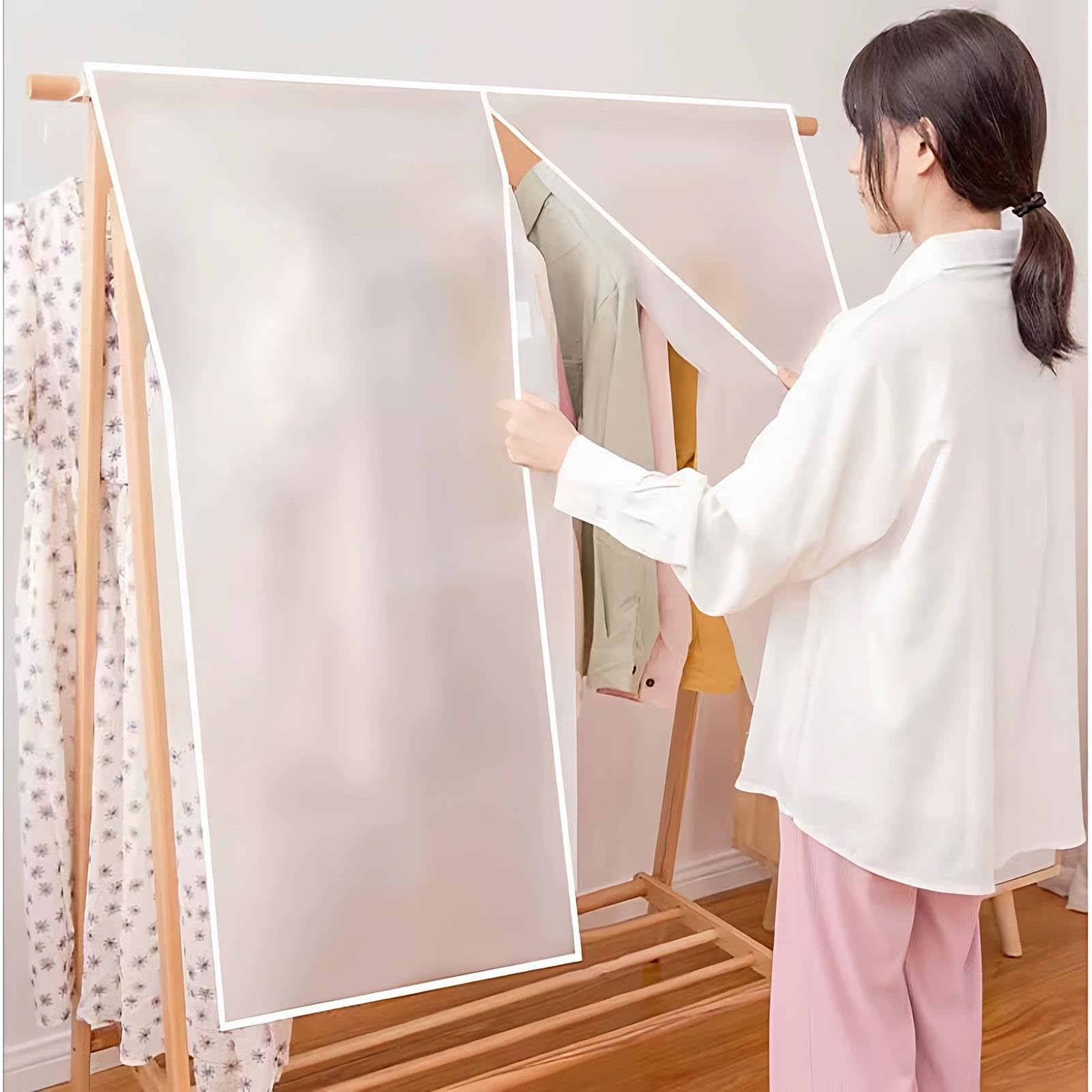 2 Stück staubdichte Kleiderhüllen for Kleidung, vertikale Höhe 120/150 cm