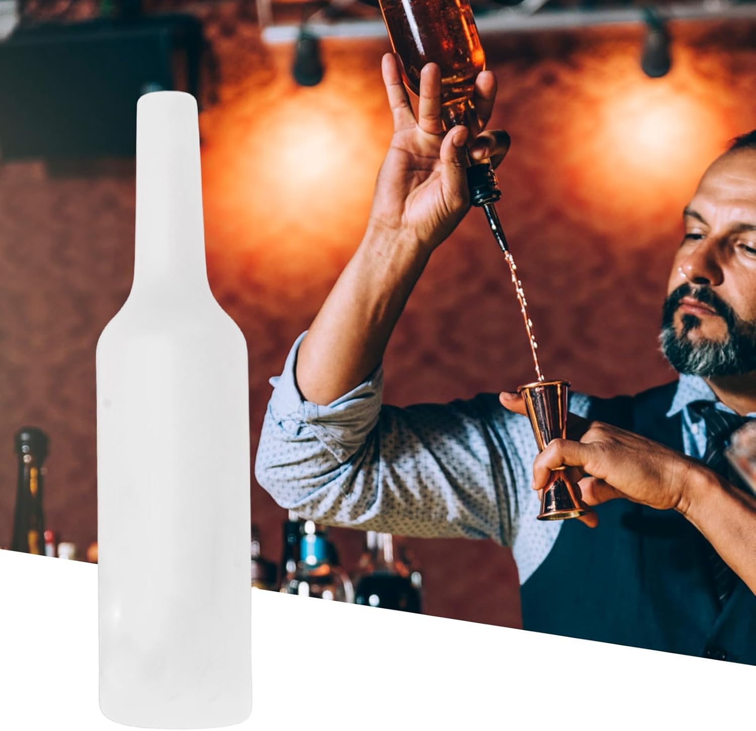 gernie Bartender Practice Bottle, Silicone Shatterproof Falling Resistant Soft Performance Training Bar Liquor Bottle, Flair Bottles, Flair Bartender Kit, Barware and Bar Supplies (White)