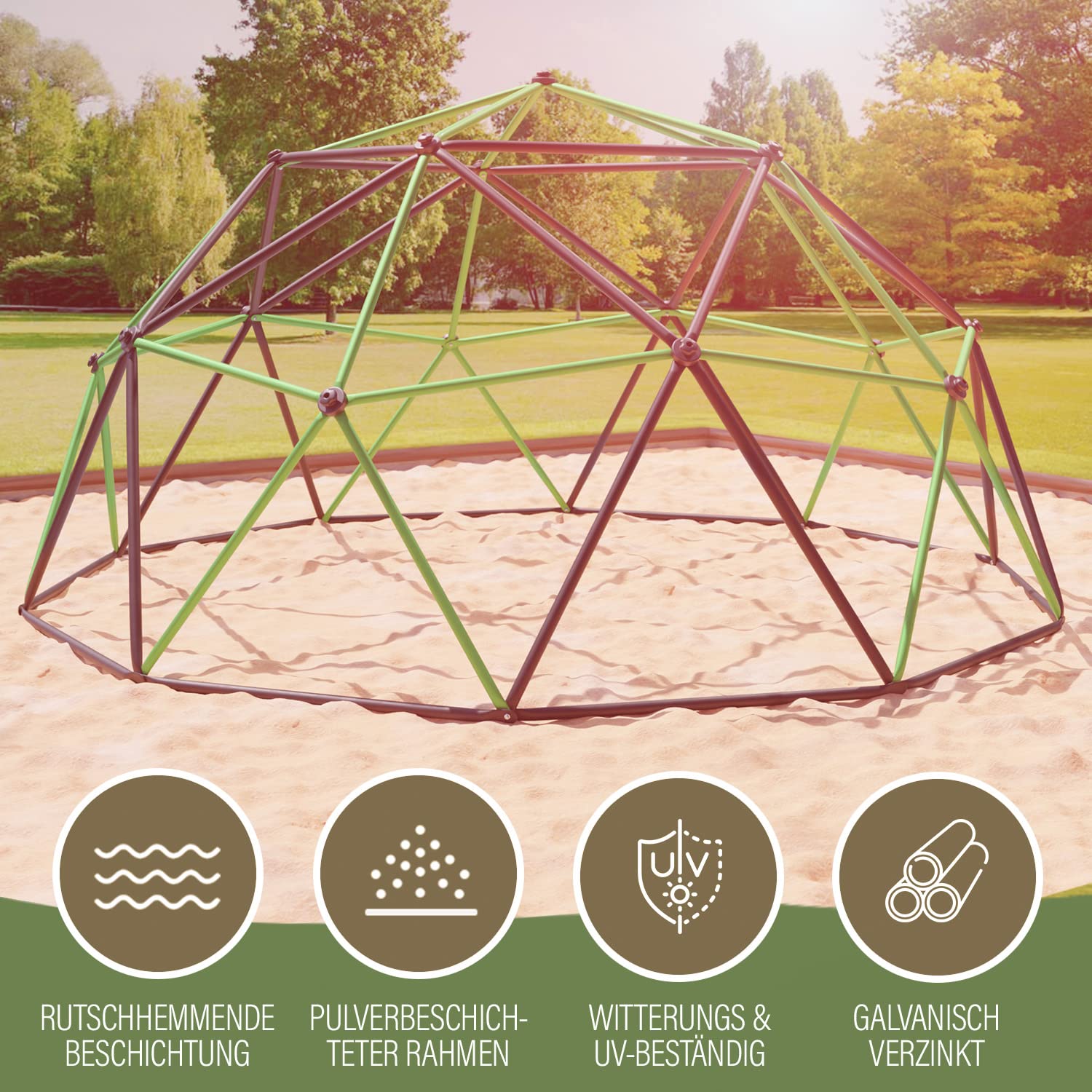 VESKA Klettergerüst DomeClimber Kinder Metall Kletterkuppel Geodome (10FT - 305cm, anthrazit/pink)