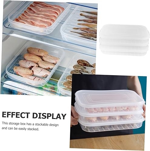 Miniatura 8 de Kichvoe 3 recipientes fríos transparentes para refrigerador, caja de almacenamiento de alimentos reutilizable para tocino, camarones, pescado y