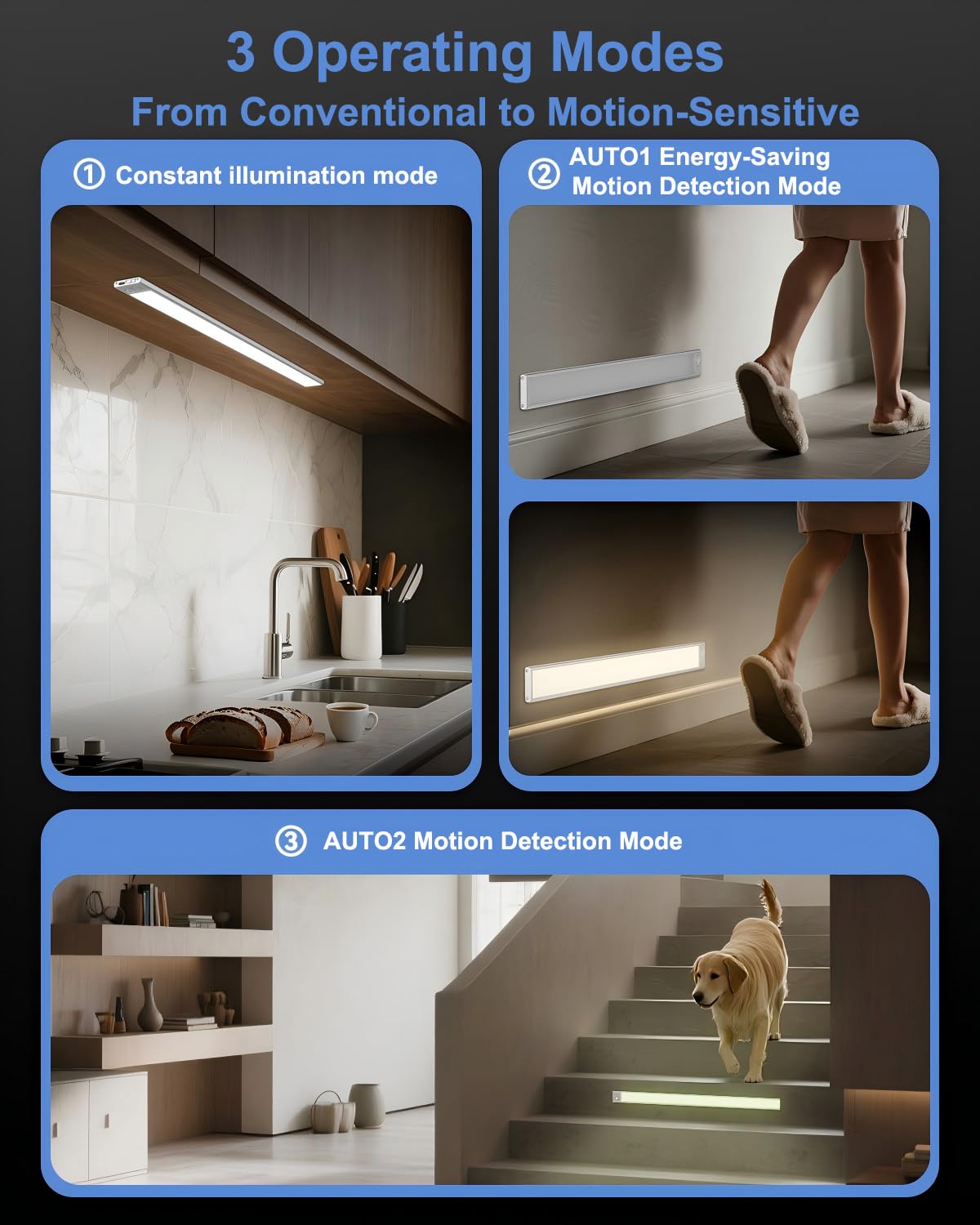 80 cm Lampe LED encastrable de cuisine à intensité variable avec détecteur