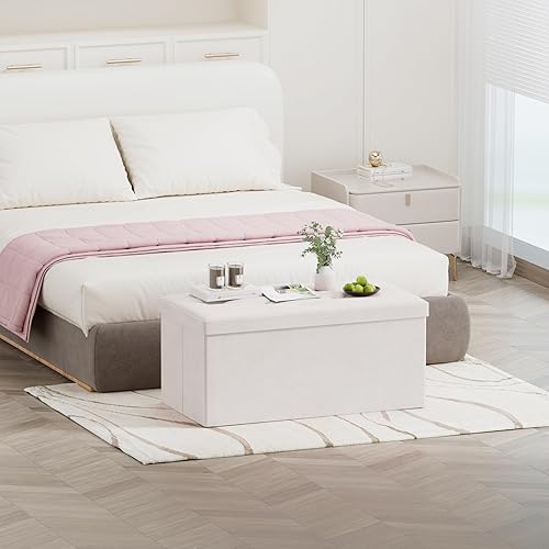 Miniatura 37 de BRIAN & DANY Banco otomano plegable de almacenamiento, otomana con almacenamiento, reposapiés, asiento para dormitorio, sala de estar, entrada,