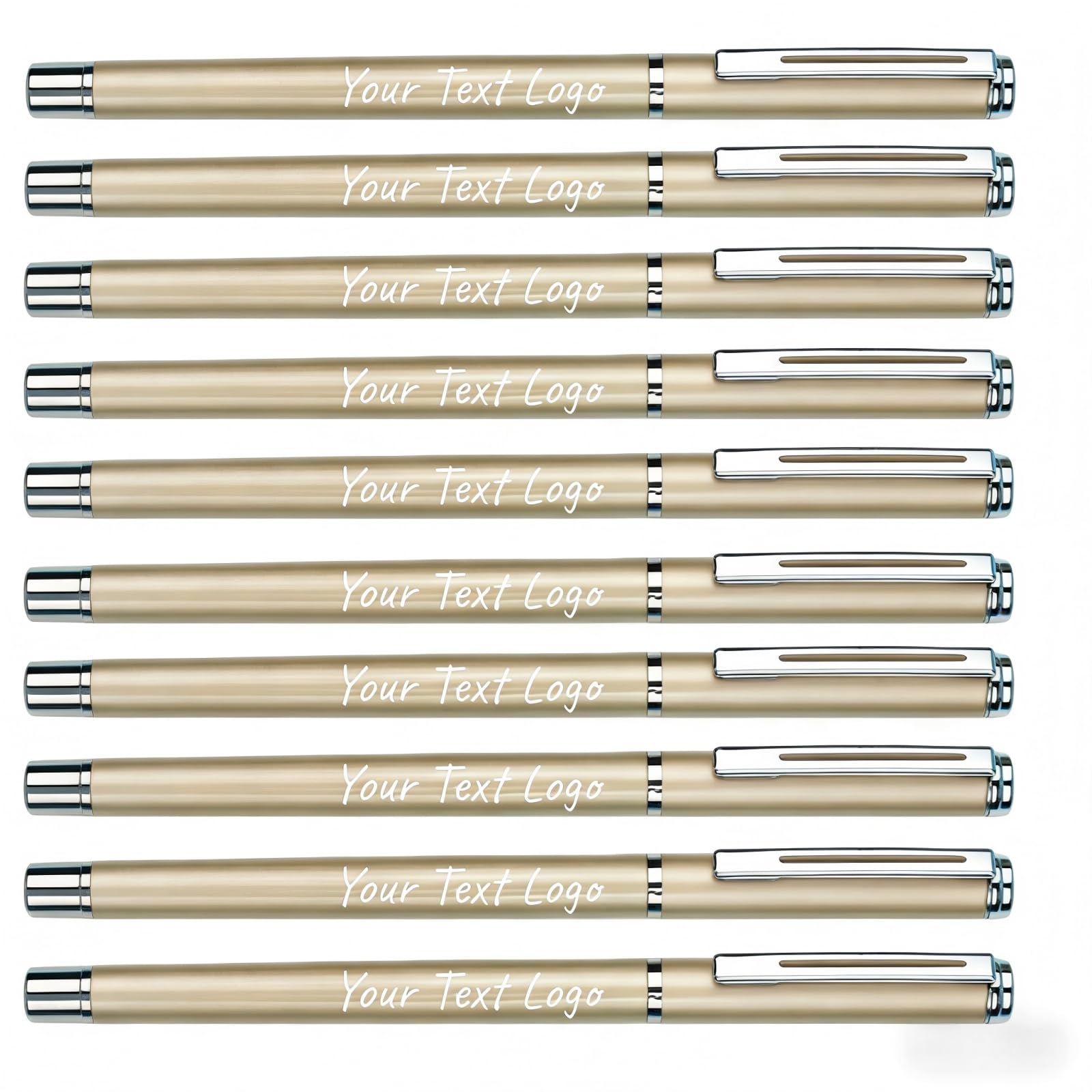 Up to 100Pcs Personalised Gel Ink Rollerball Pens Bulk - Roller Ball Pen Refillable - Custom Logo Nice Pens for Business and Office Supplies - Fine Line, Luxury Pen men&women (Gold, Pack of 20)