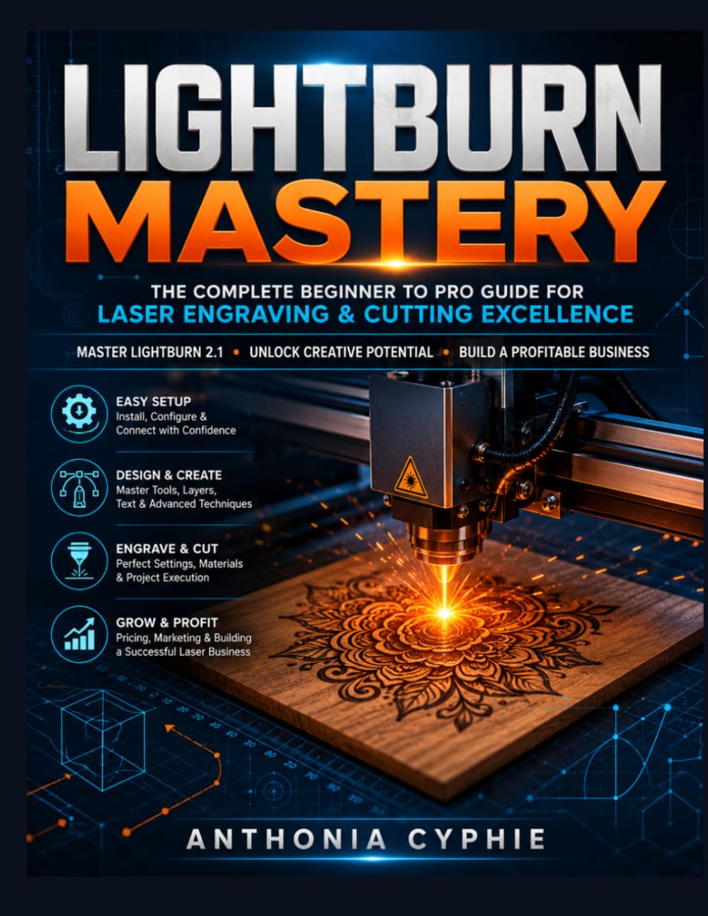 LIGHTBURN 2.1 USER GUIDE FOR BEGINNERS: A Step-by-Step Manual for Laser Engraving, Design Creation, Machine Setup, and Professional Projects