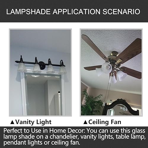 Miniatura 4 de Paquete de 4 cubiertas de luz para ventilador de techo, pantallas de vidrio de repuesto con forma de campana de estilo transicional, globos de