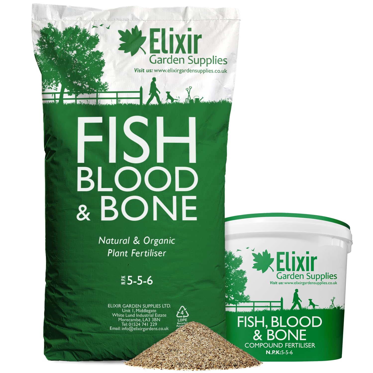 Elixir Gardens Fish, Blood and Bone Organic-Based Fertiliser | 25kg Bag | Treats over 350sqm