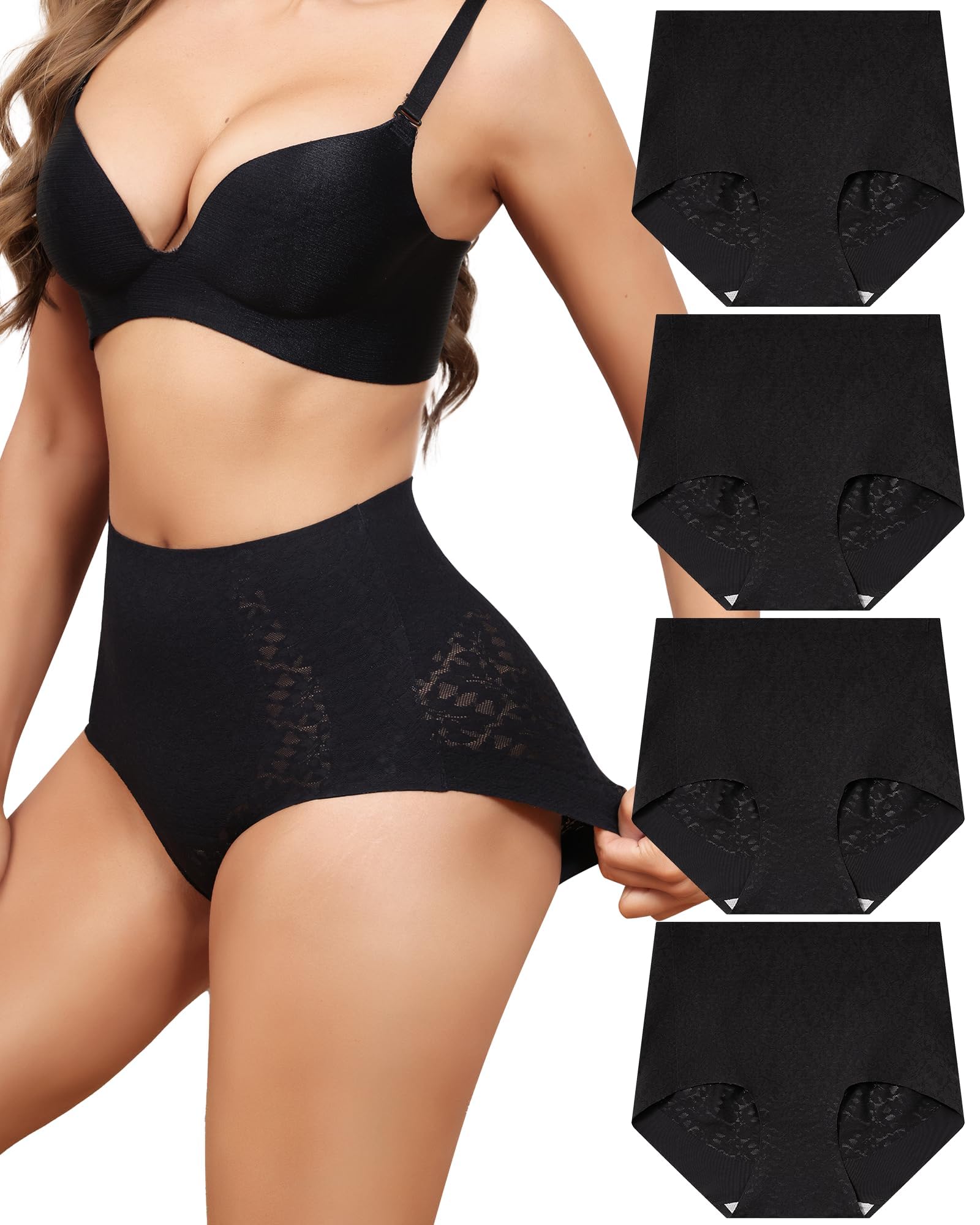 Aijolen Culotte Gainante Femme Ventre Plat Culottes Sculptantes Invisible | Gaine Amincissante Taille Haute, Culotte Dim Femme, Culotte Gainante Post Partum, Invisible Slip sans Couture, Lot de 4 S-XXL