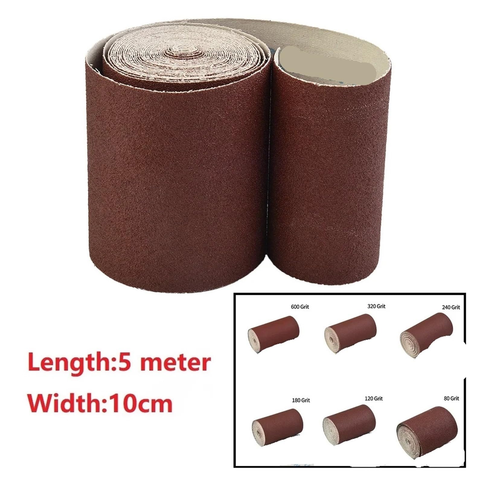 Rotolo di carta vetrata a grana 80-600 10 cm x 5 metri Carta abrasiva con tela smeriglio for strumenti lucidatura mobili in legno(120Grit)