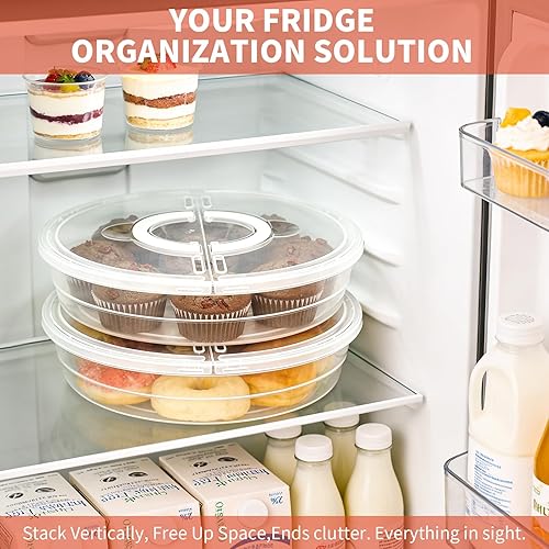 Miniatura 5 de Paquete de 2 contenedores de almacenamiento de alimentos de 12 pulgadas con tapa y asa, reutilizable, 2 compartimentos, contenedor de almacenamiento