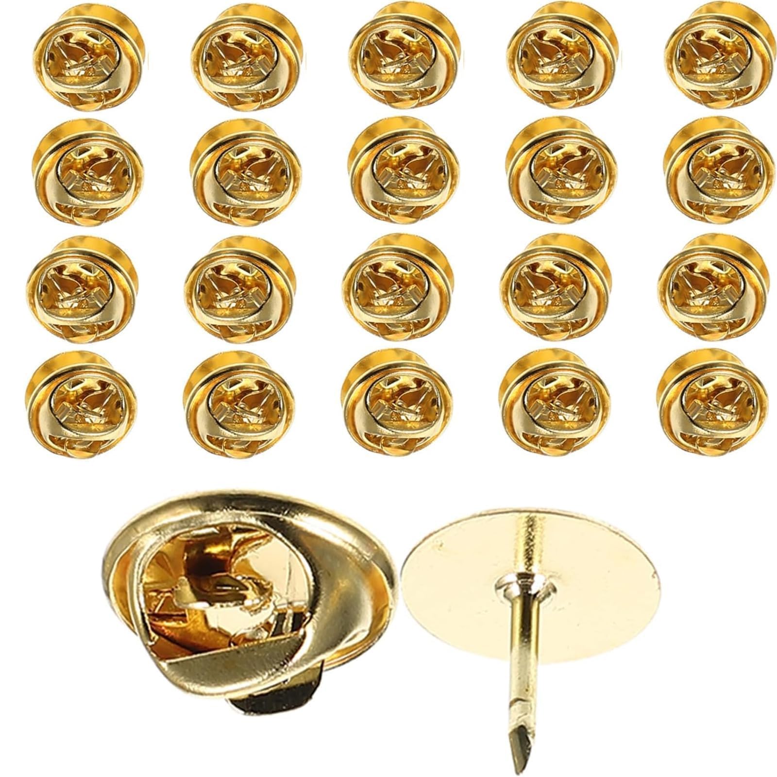 Cjkoonsa Gold 20 Pcs Butterfly Clutch Tie Tacks Pin Back Replacement With 8Mm Length Blank Pins For Craft Making,