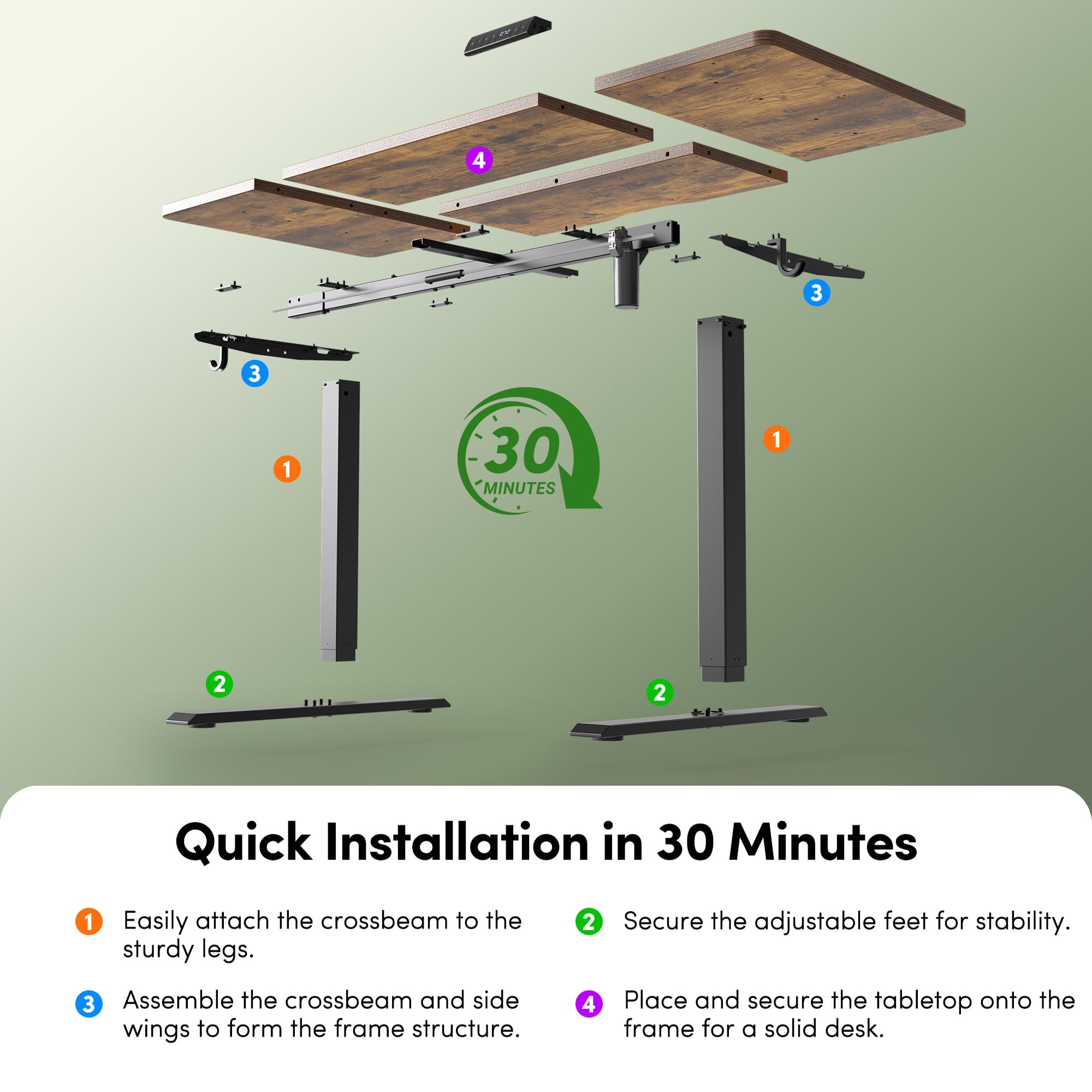 FEZIBO Höhenverstellbarer Schreibtisch mit USB-A und USB-C-Ladeanschlüssen, 160 x 80 cm Schreibtisch Höhenverstellbar Elektrisch, Ergonomischer Steh-Sitz Tisch für Heimbüro, Standing Desk, Braun