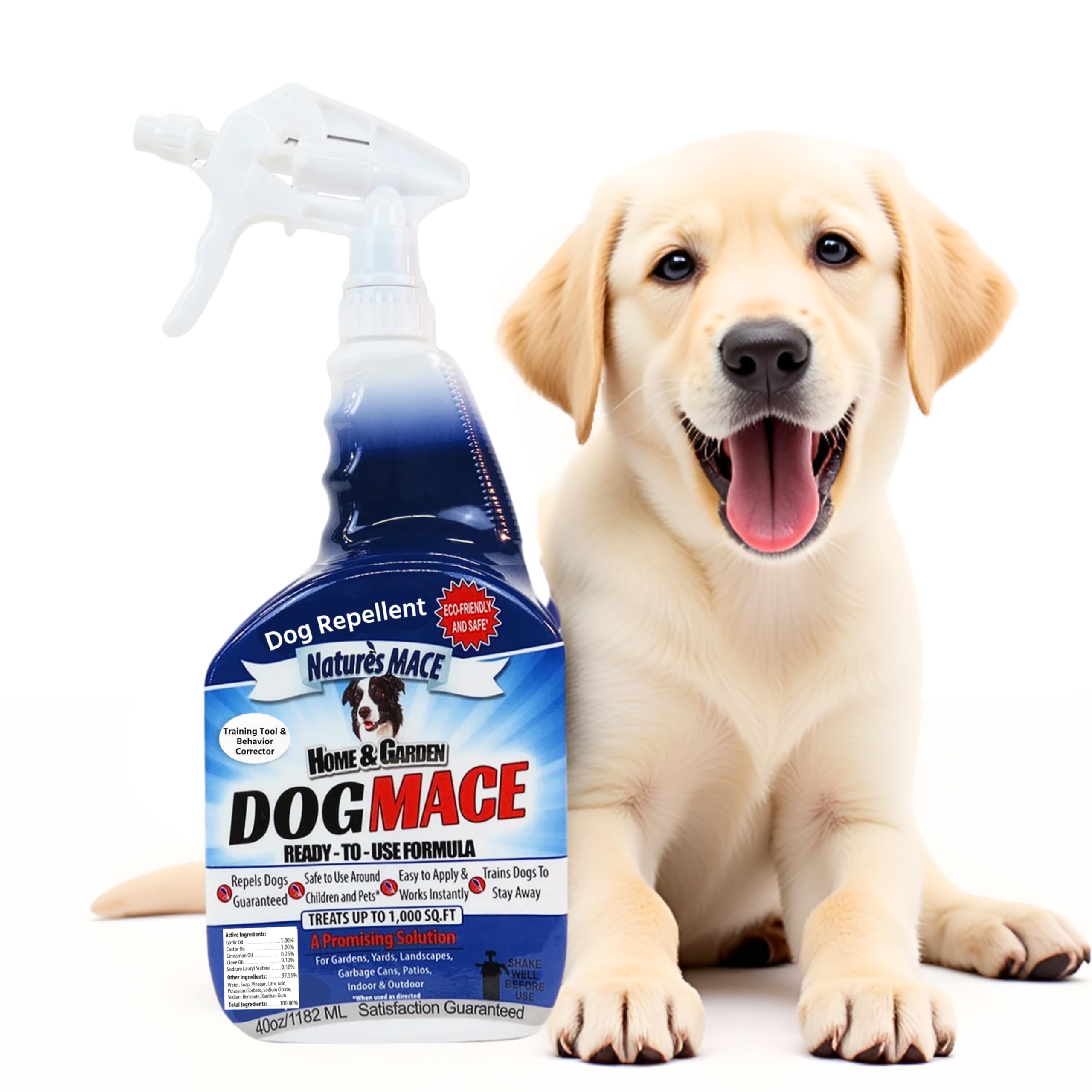 Nature’s MACE Dog Mace Repellent Spray, Keep Dogs Out of Your Lawn and Garden, Training Corrector, Stop Chewing and Digging, Safe Around Kids, Pets, & Plants, 40 oz Ready to Use, Treats 1,000 Sq. Ft.