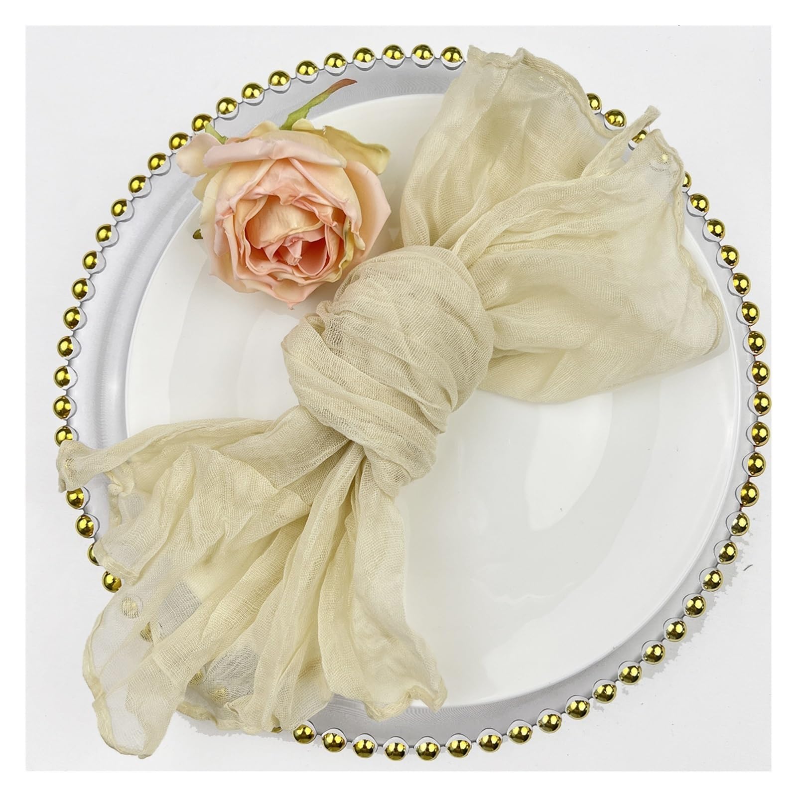 Cotton Cloth Napkins Gauze, 4 Pcs Multicolor Cheesecloth Napkins(4pcs Cream)