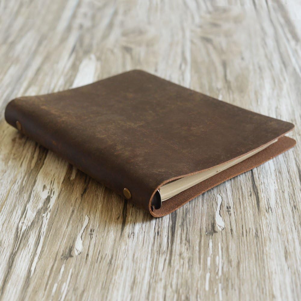 Simple A5 6-ring binder notebook, Leather Refillable Planner Binder, travelers Journal, sketchbook, Distressed Leather 702