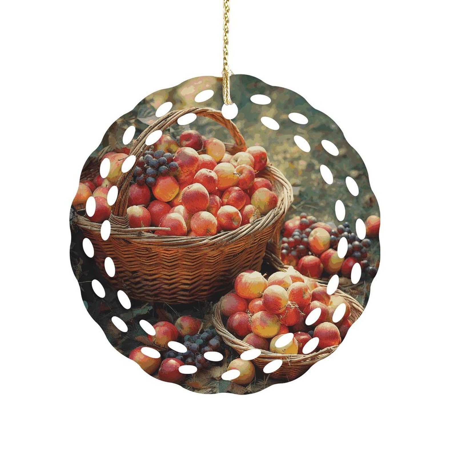 Fekiloot Women's Style Fruit Harvest Ceramic Ornaments 3 Inch Round,Holiday Keepsake For ,Girls,Pet Owners,Hanging Ornament Gifts Idea For Home