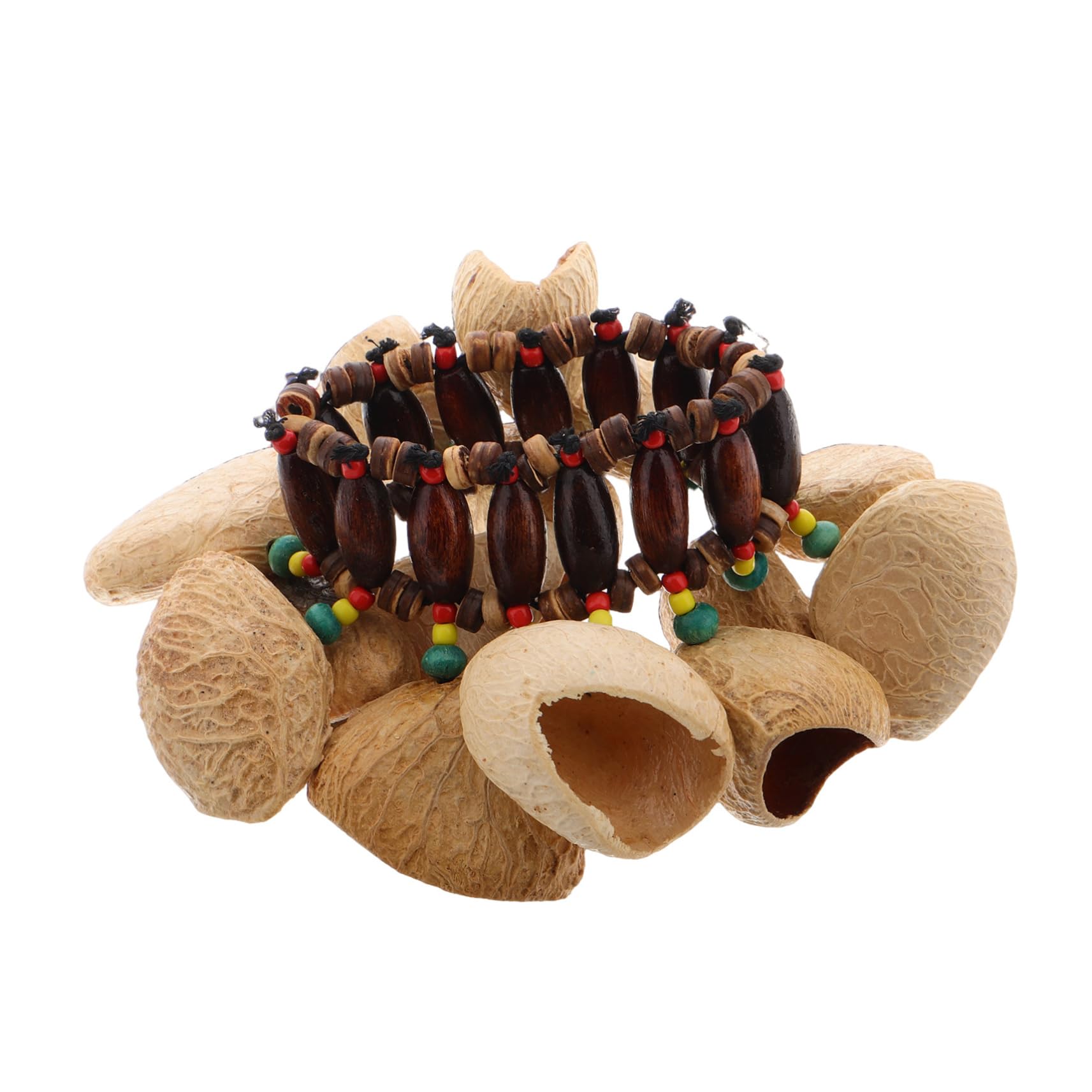 HEMOTON African Tribal Bracelet Handmade Shell Handbell Tribal Style Bangle Drum Accessories Tambourine Percussion Handbell Chain Musical Instrument