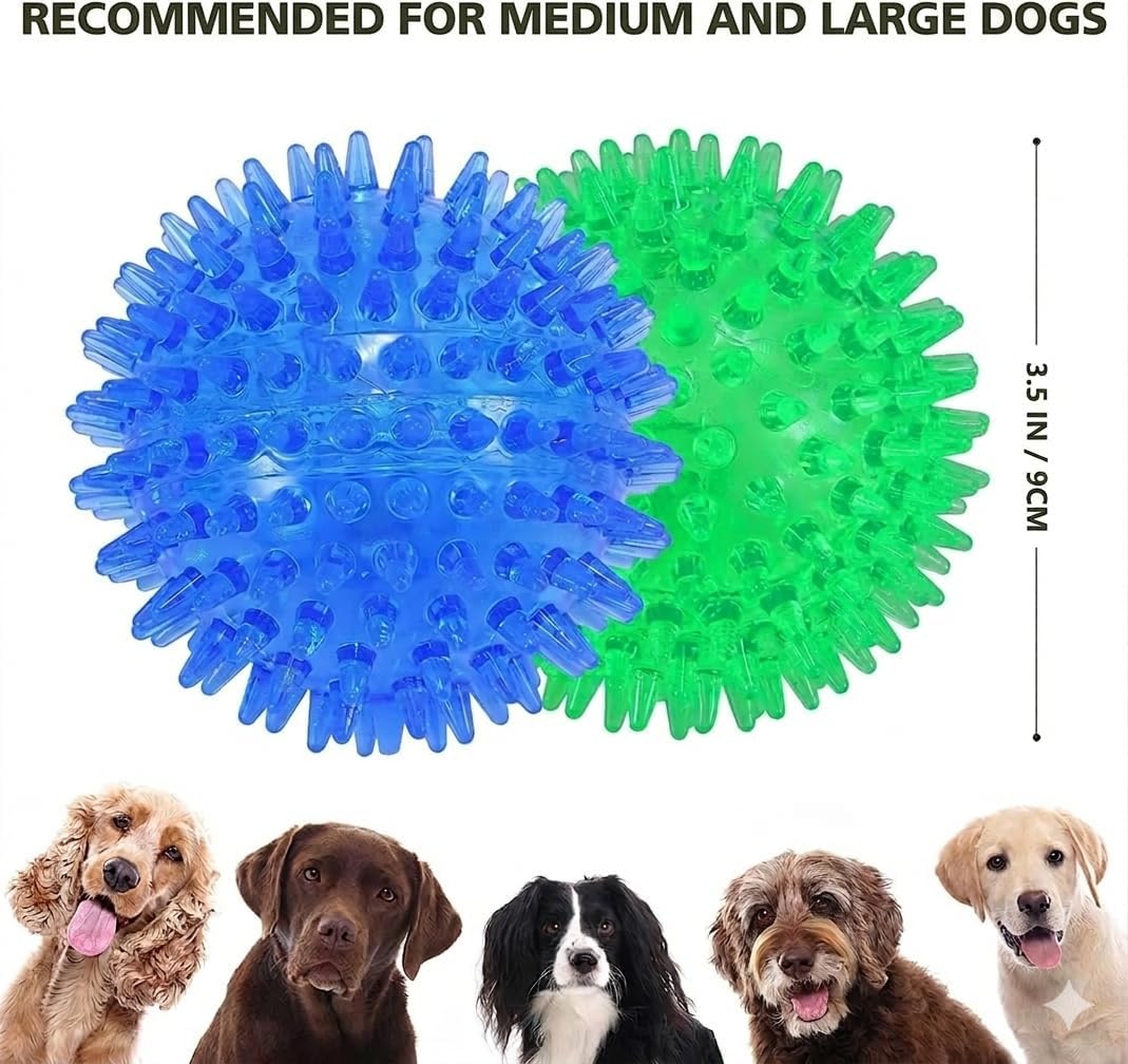 petizer 3-Pack 3.5” Squeaky Dog Toy Balls, Floating Dog Pool Balls, Spiky Dogs Balls Water Toys, Durable Interactive Fetch Toys for Puppy, Dog Chew Toys for Teething (3.5", Medium/Large Dog) thumbnail