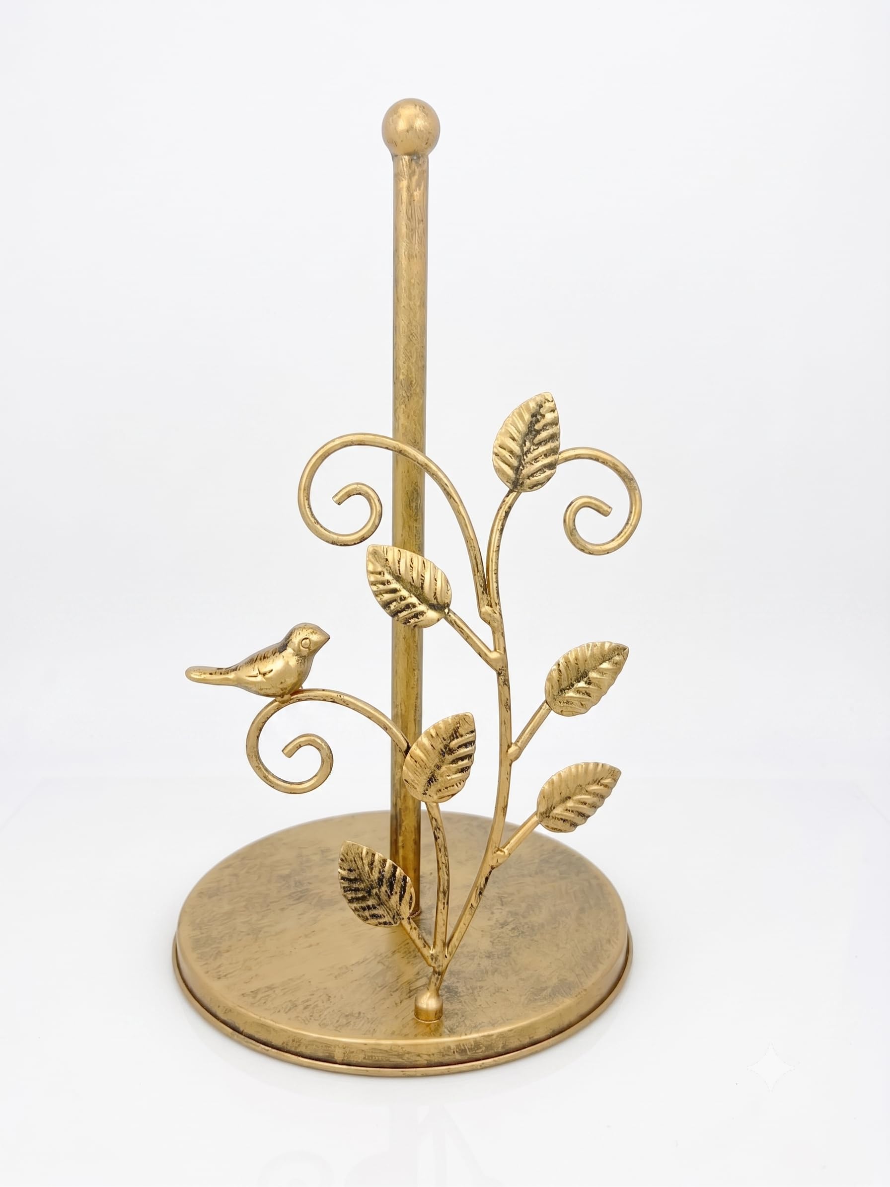 Gold Bird - Portarrollos de cocina para toallas de papel | Latón vintage | Elegante dispensador de rollos de acero inoxidable de alta calidad para encimera de cocina
