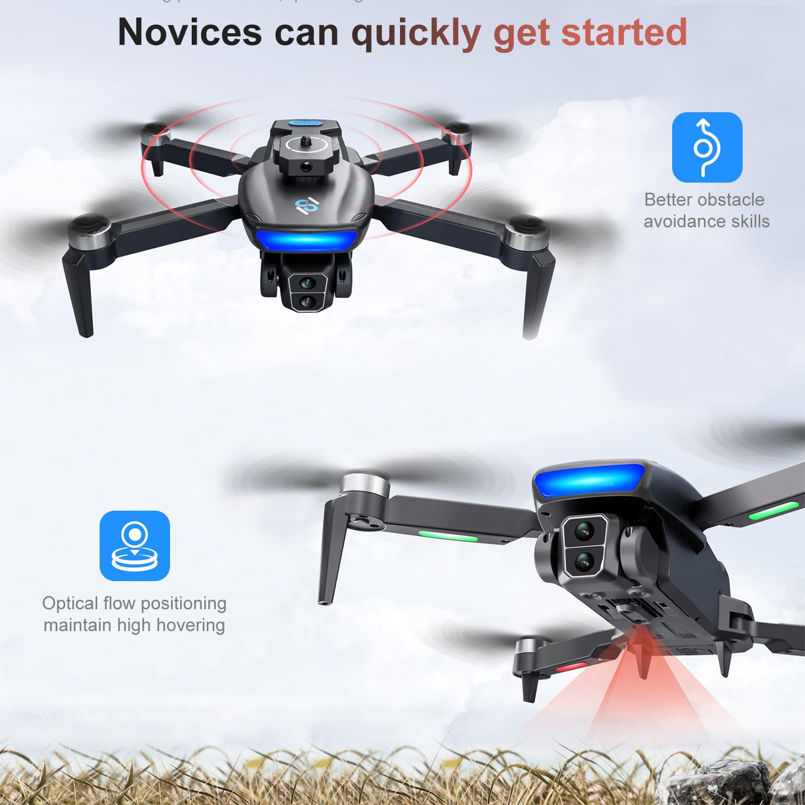 DRONE CON TELECAMERA 4K Professionale Pieghevole con GPS Valigetta EUR