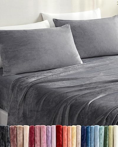 Fleece Sheets Queen Size Set - 4-Piece Velvet Flannel Sheet