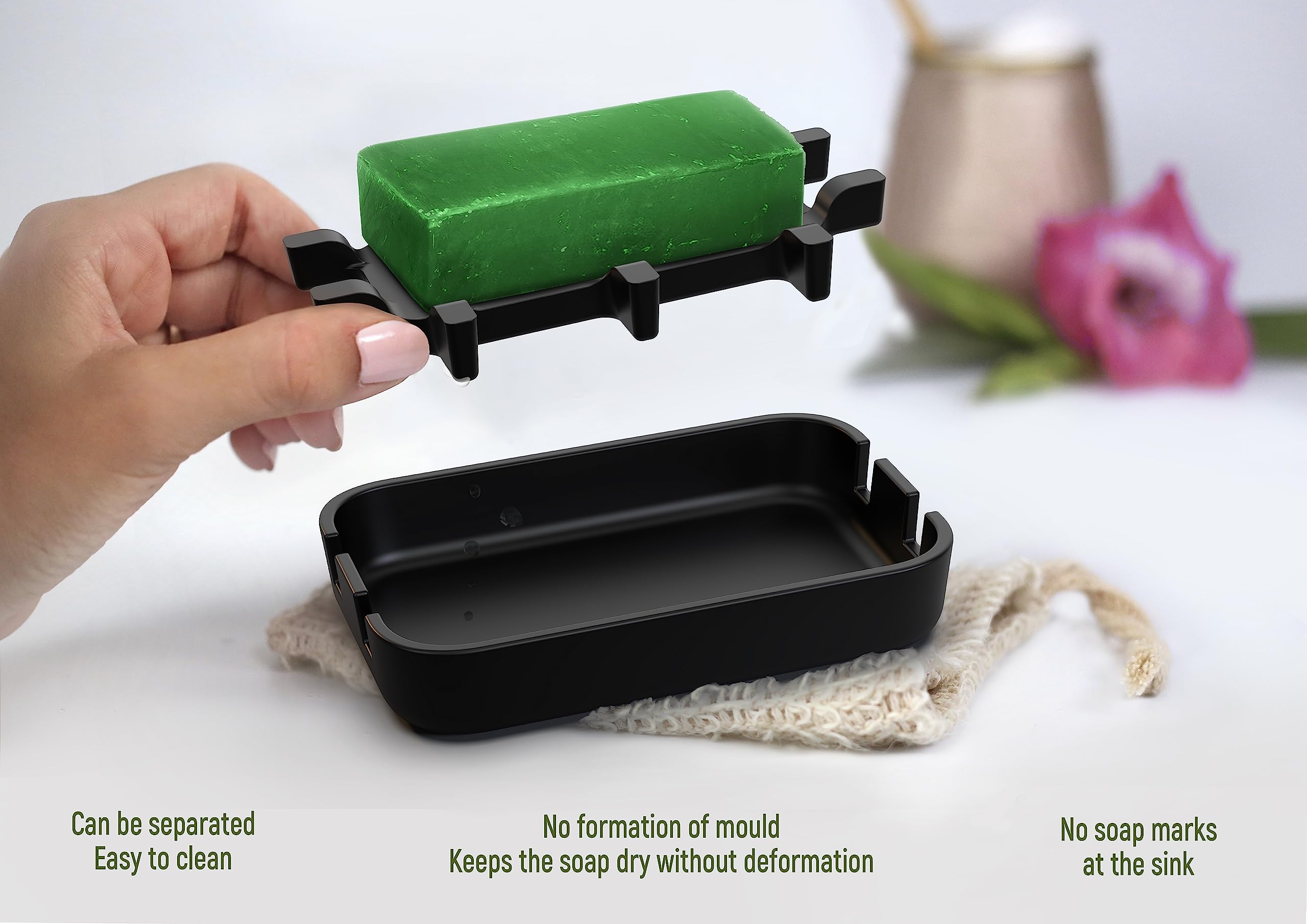 Portasapone In Bambù Con Sacchetti Sisal - Set Eco Per Sapone Solido, Asciugatura Rapida - Foto 13