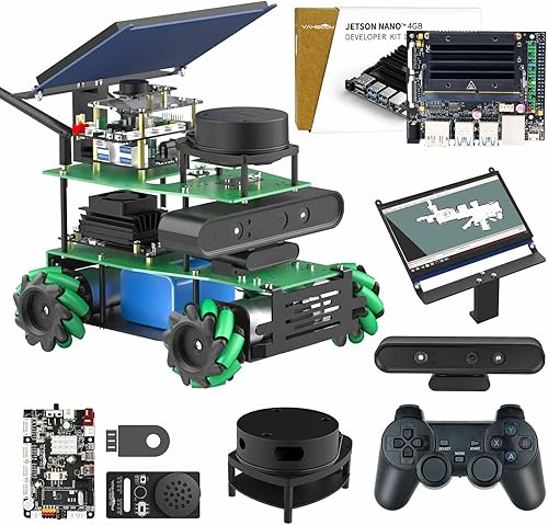 Yahboom ROS2 Kit robótico para Jetson Nano 4GB Programación electrónica Programa de aprendizaje AI Control interactivo por voz, 7 pulgadas pantalla