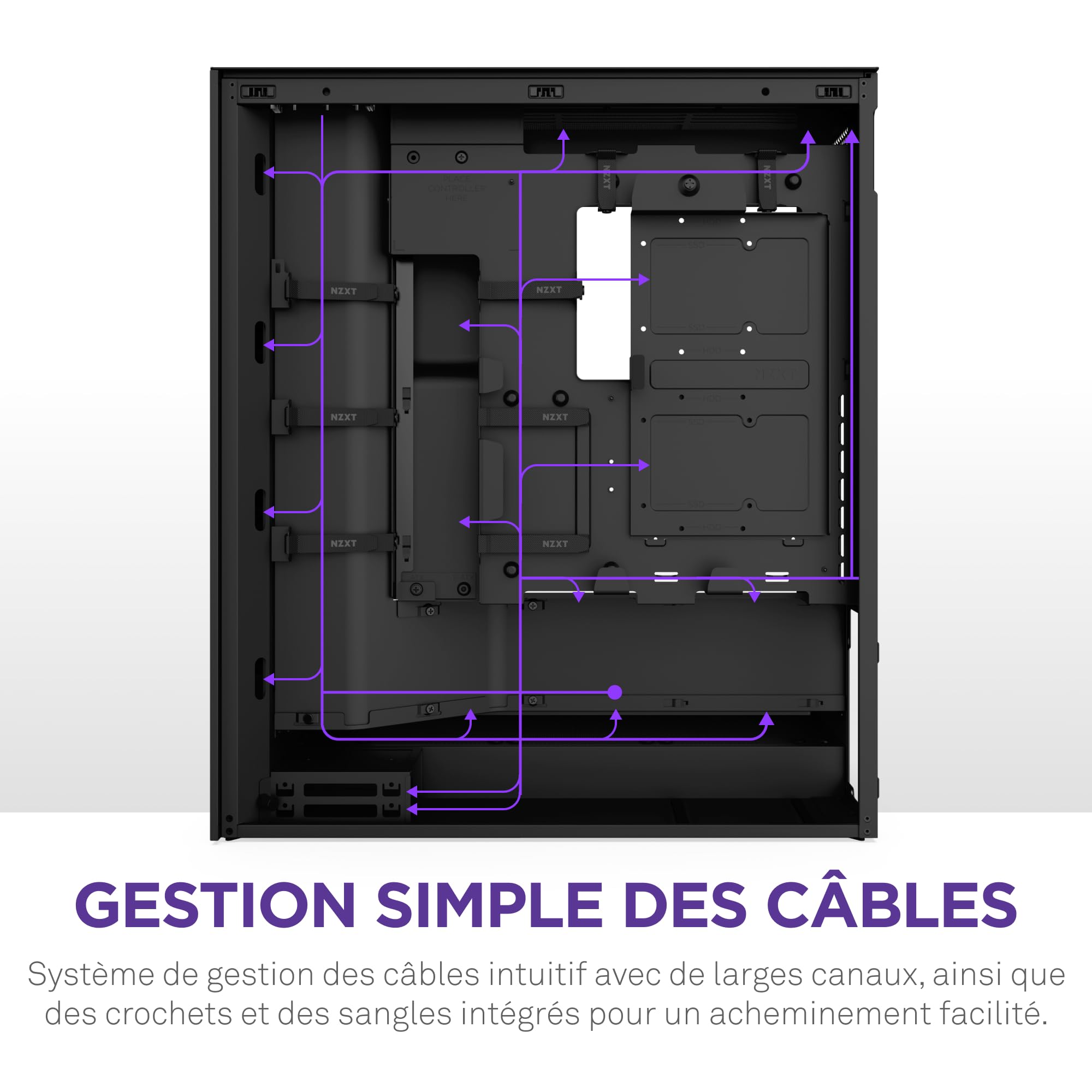 NZXT H7 Flow - Boîtier PC ATX Moyen Format - Refroidissement Optimal - 3 Ventilateurs 120 mm - Radiateur 420 mm - Gestion des câbles - Noir
