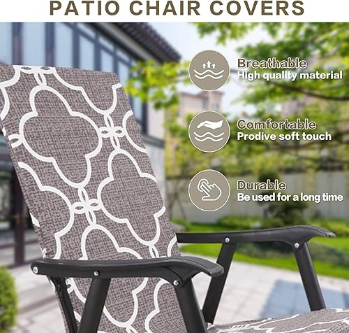 Miniatura 4 de Deisy Dee Fundas para sillas de comedor de patio, fundas de silla plegables de acero para exteriores, fundas de metal para sillas de jardín (1,