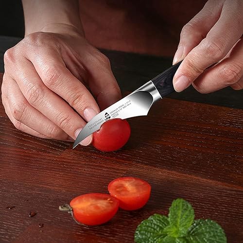 Miniatura 9 de TUO Cuchillo de pelar con pico de pájaro, cuchillo de pelar curvado de 2.75 pulgadas, cuchillos pequeños ultra afilados con mango ergonómico de