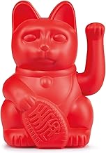 DONKEY Products Lucky Cat Red Waving Cat Japanese Decorative Cat in Stylish Matte Colour 15 cm High