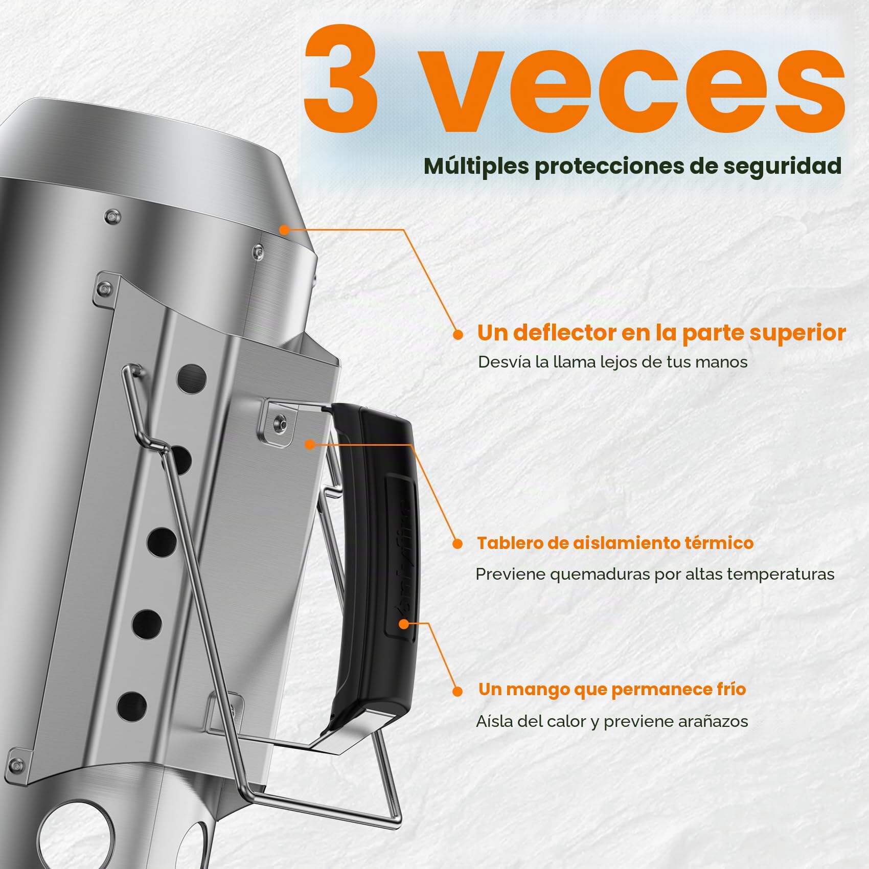 onlyfire Chimenea Encendido Barbacoa, Chimenea Barbacoa Acero Inoxidable, Extra Grande Encendedor Barbacoa Arranque Rápido, Encendedor Carbon para Barbacoa de Carbón, Briquetas