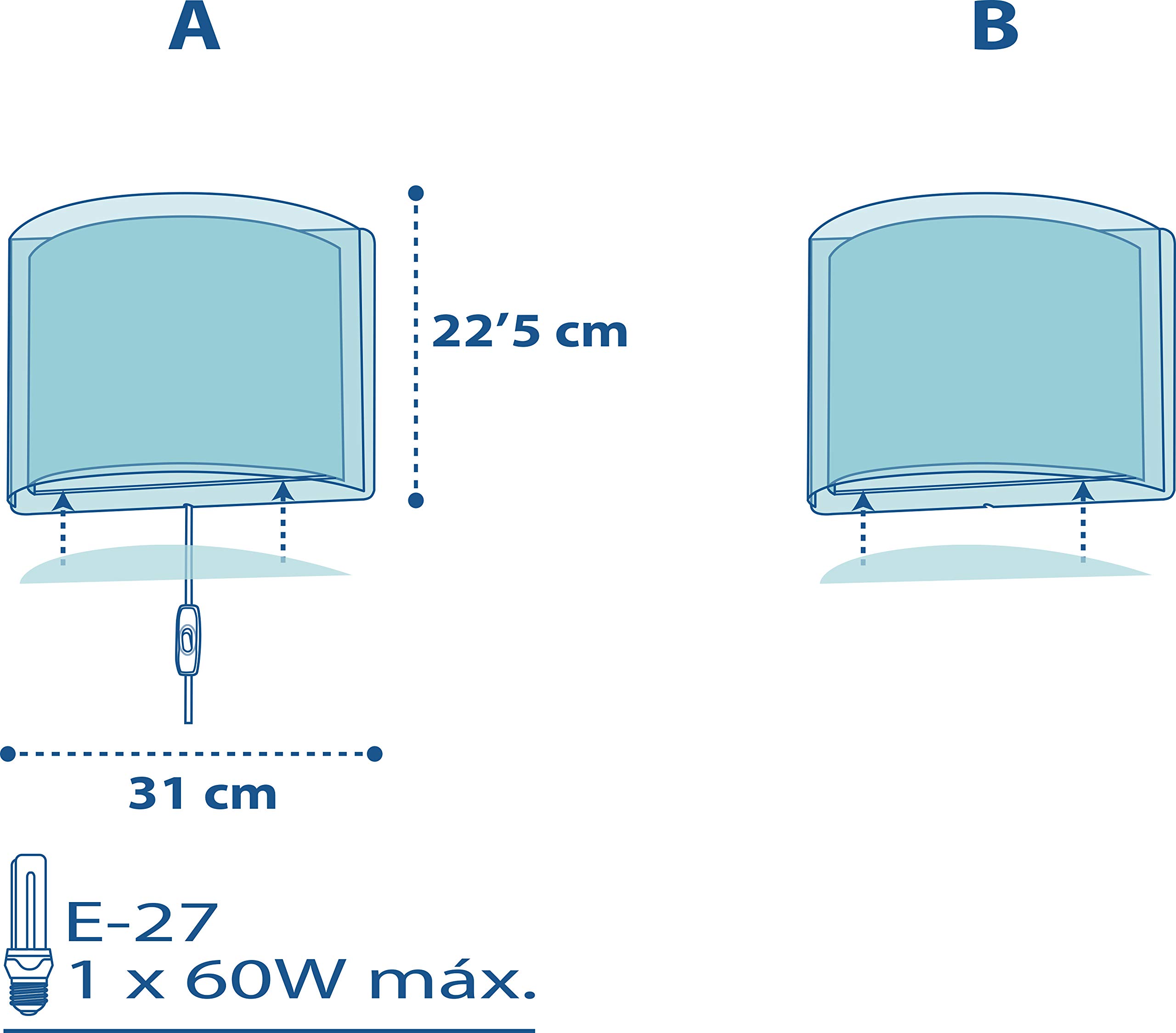 Dalber kinder Wandlampe kinderzimmer, Kinderlampe Wandleuchte Polizei Autos Police Blau, 60618, E27, Bunt