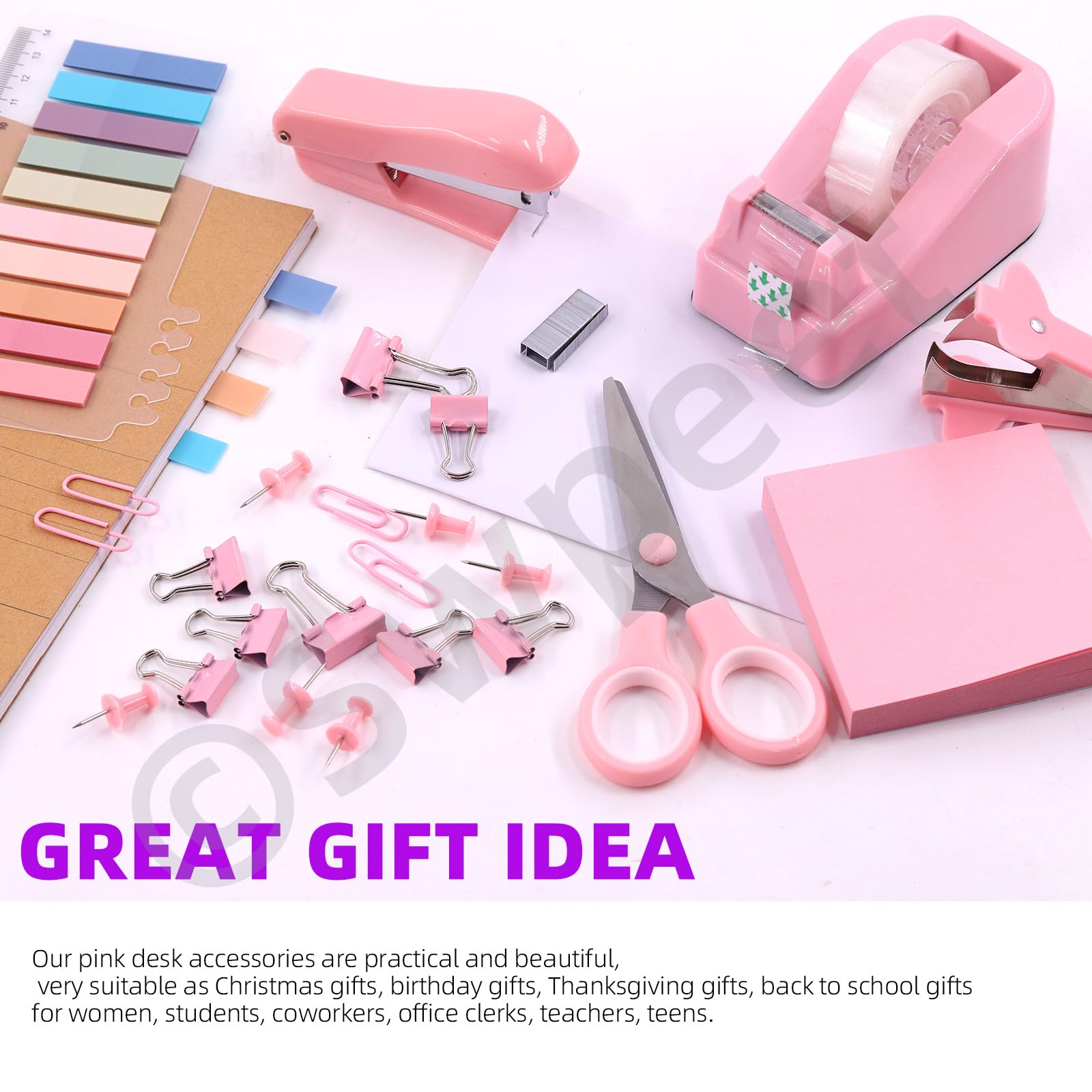 SUPEASY Rosa Desk Organizer Set - 10-teilig Mit Hefter, Schere & Stifthalter